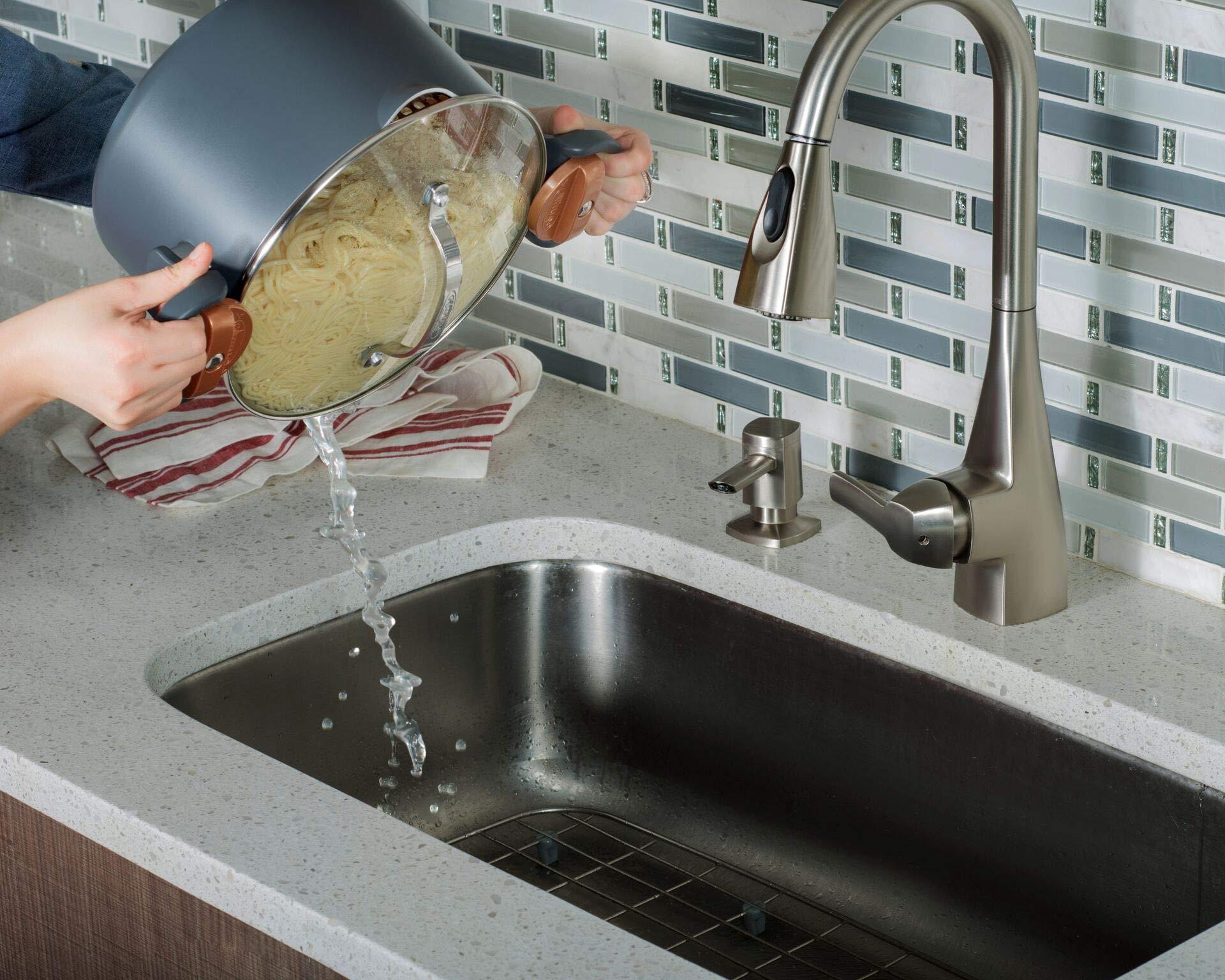 GOTHAM STEEL GOTHAM STEEL 5 Qt Ceramic Stock Pot Multipurpose Pasta Pot with Strainer Lid & Twist and Lock Handles, Nonstick Ceramic Pot for Soup, Spaghetti, Rice, Pots for Kitchen, Dishwasher Safe - Copper