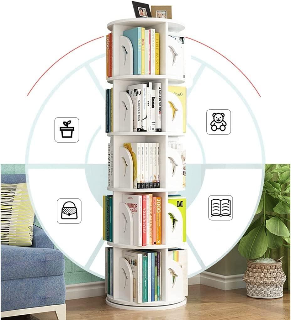 UINGBPXT UINGBPXT Corner Bookshelf 360 Rotating Bookshelf Round Standing Bookcase Large Capacity Book Rack Multi-Layer Bookshelf Organizer for Kids Perfect Display