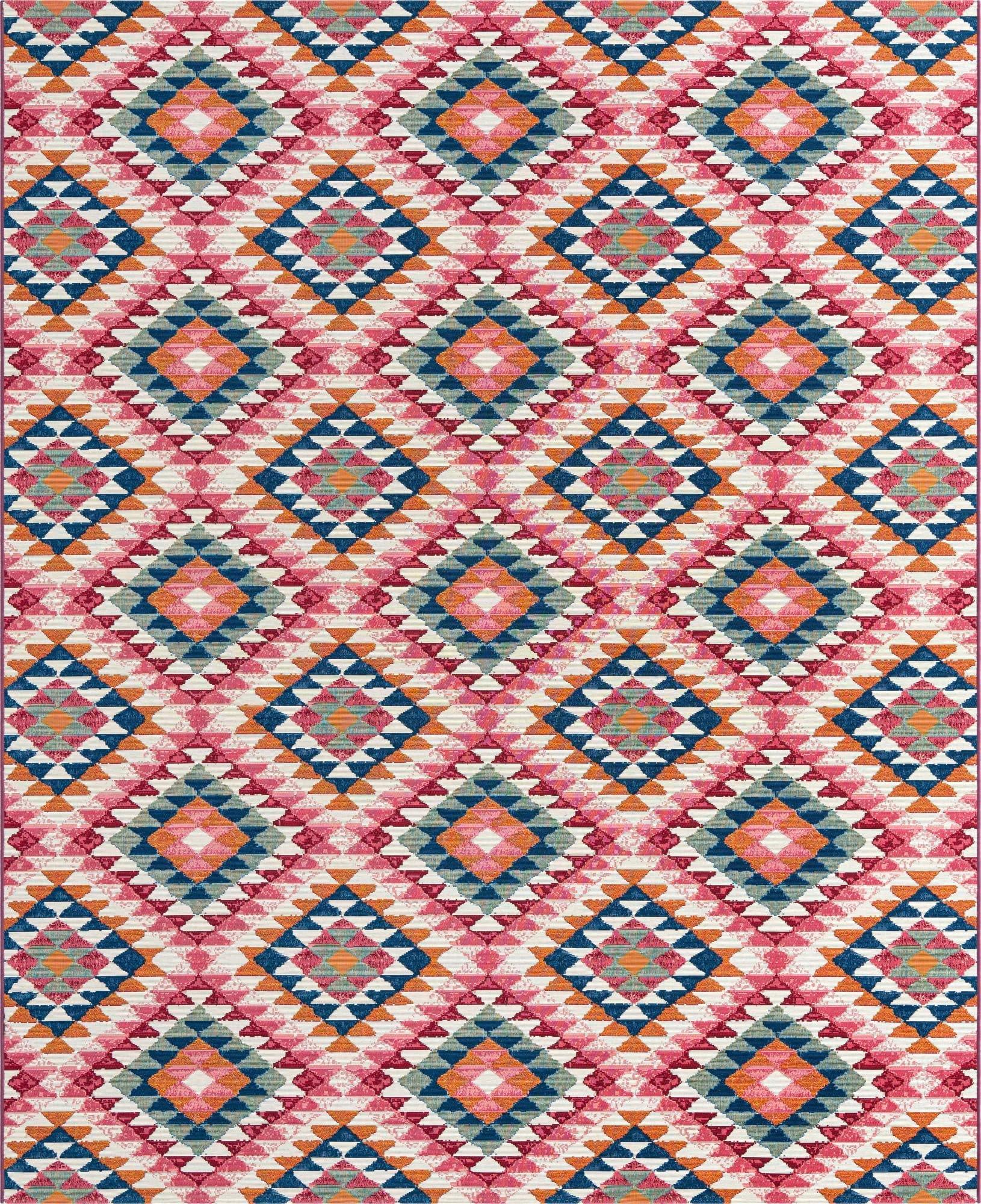 Rugs.com Rugs.com Outdoor Southwestern Collection Rug 7' 10 x 10' Multi Flatweave Rug Perfect for Living Rooms, Large Dining Rooms, Open Floorplans