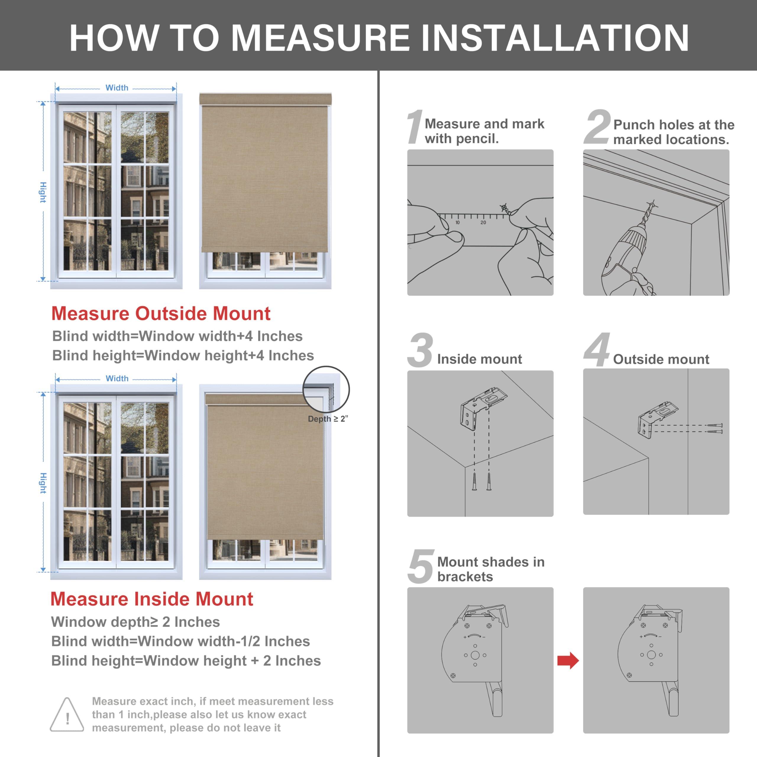 MoDanCeQ MoDanCeQ Blackout Roller Shade with Cassette Valance, Window Blinds with Thermal Insulated, UV Protection Linen Fabric, Blinds for Home and Office to Easy Install, Blackout Beige, 78" W x 72" H