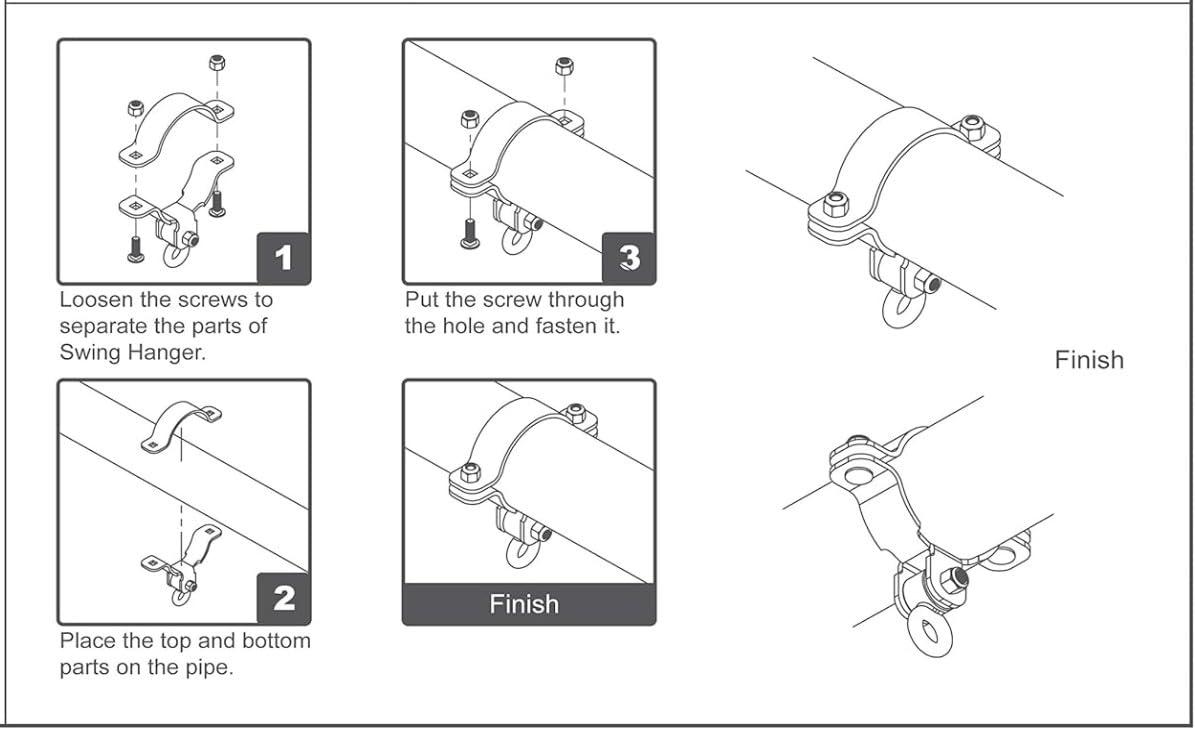Playkids Pipe Swing Set Hangers - Commercial Grade (2 3/8\" Pipe)