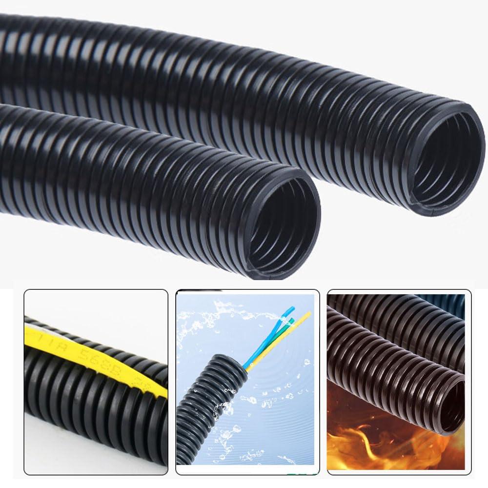 Zangboer 30 FT 1/4 Wire Loom Split Tubing,Dog Cat Cord Protector,Split Wire Loom Tubing Wire Conduit Black (30FT 1/4")