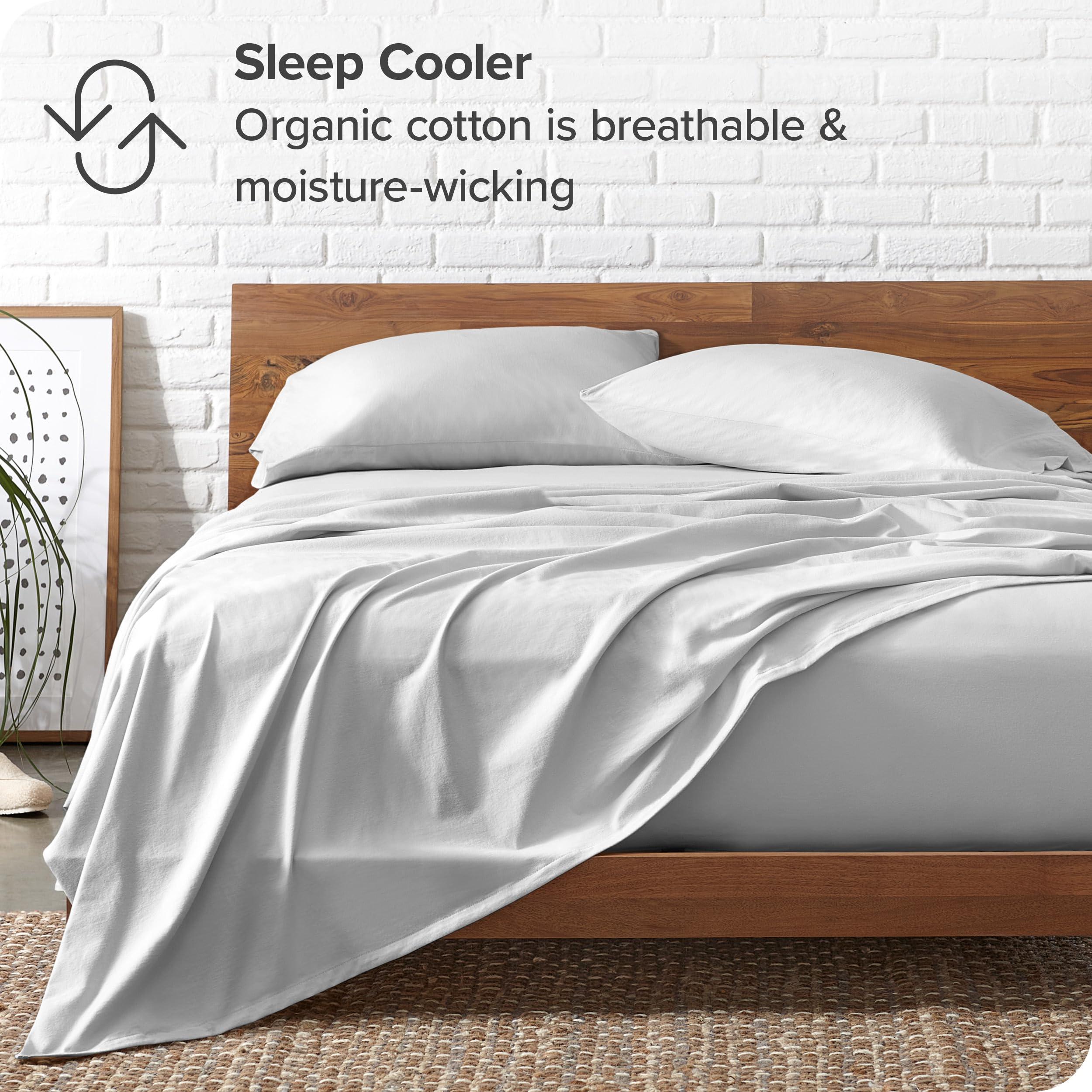 Bare Home Bare Home 100% Organic Cotton Jersey Sheet Set, Ultra Soft, 100% Cotton - Sheet Set & Pillowcases - Deep Pocket Bed Sheets (Split King, Black)