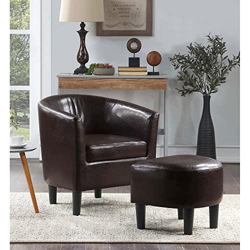 Convenience Concepts Convenience Concepts Take a Seat Churchill Accent Chair with Ottoman, Espresso Faux Leather