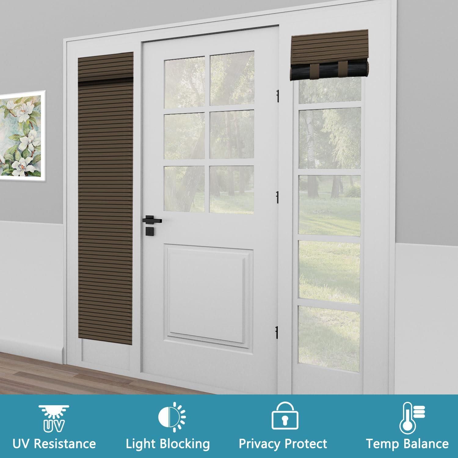 Muamar Muamar Side Door Window Covering, Front Door Shades for Small Window, Thermal Insulated Privacy Sidelight Curtain, Coffee, 1 Panel, W12 X L70