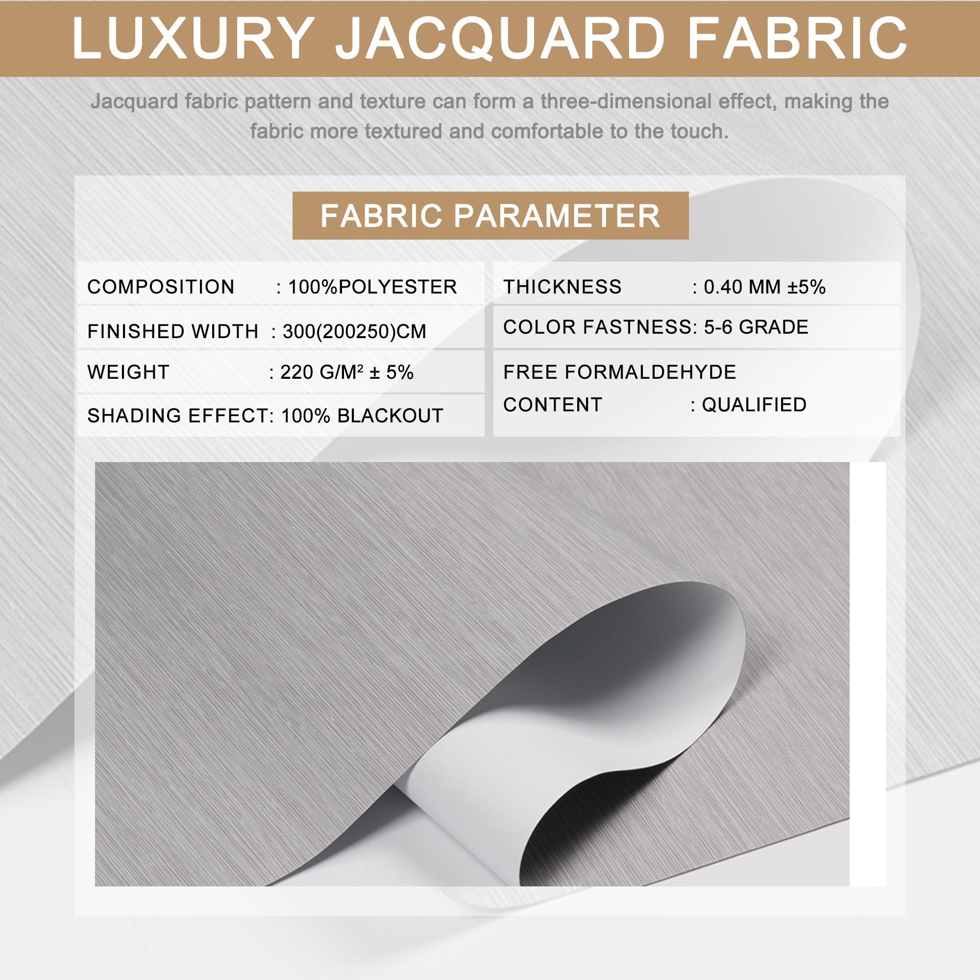 PQRSHADE PQRSHADE 100% Blackout Window Shades Pull Down for Indoor, Custom Room Darkening Striped Jacquard Fabric Roller Window up and Down Blinds with Thermal Insulated Easy to Install(88" W x 96" H) S-Gray