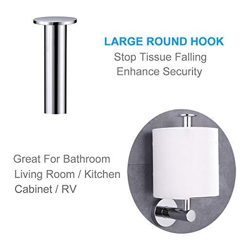 Aomasi Vertical Toilet Paper Holder, Aomasi Stainless Steel Modern Bathroom Chrome Tissue Hanger with Round Plate, Standing Style TP Roll Storage, Wall Mounted