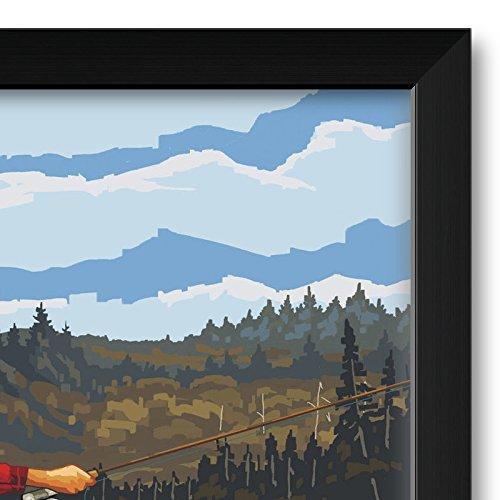 Northwest Art Mall Custer State Park South Dakota Fly Fisherman Stream Hills Professionally Framed Art Print from Travel Artwork by Artist Paul A. Lanquist Framed Art Size: 20\" x 26\"