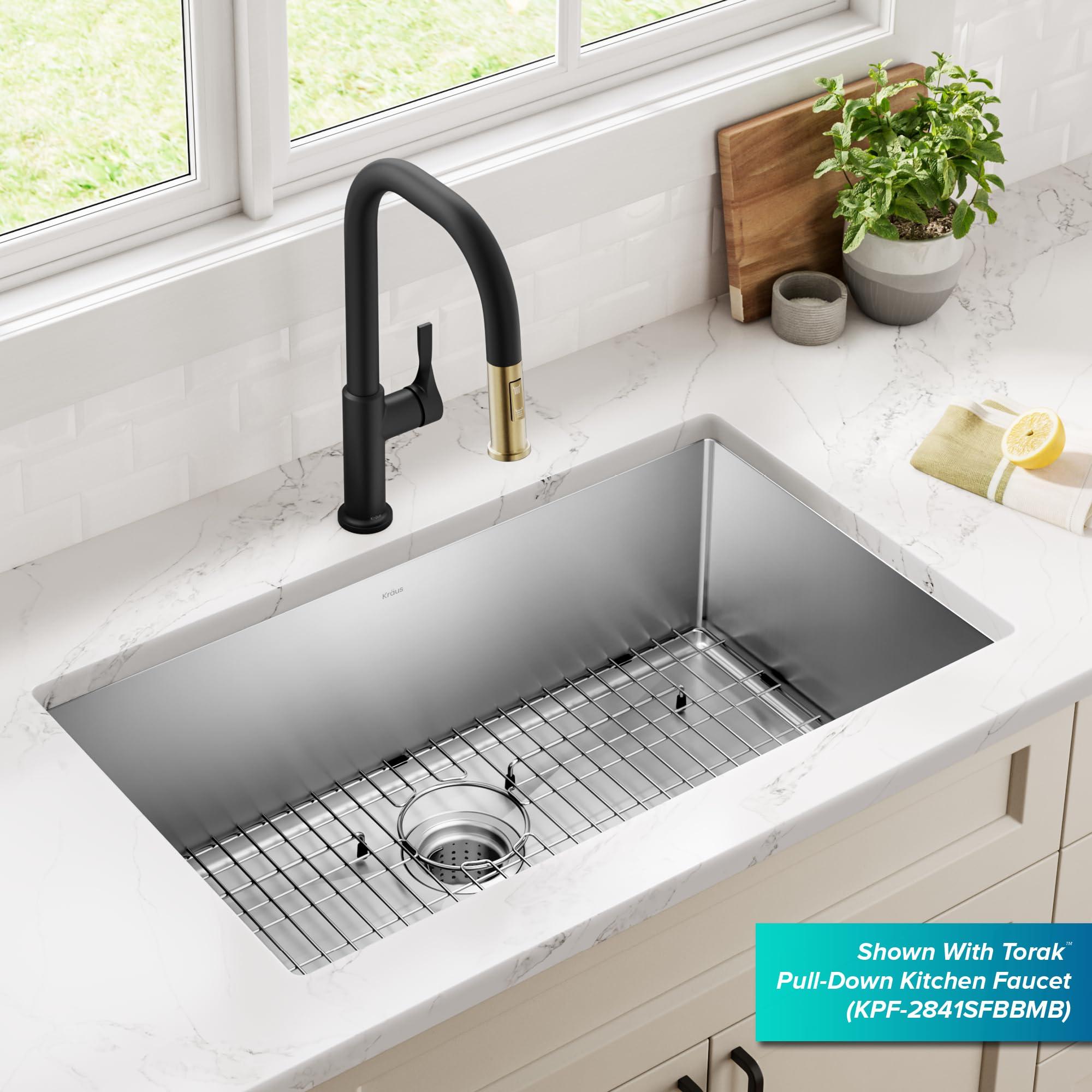 Kraus Kraus KHU100-32 Standart PRO 16 Gauge Undermount Single Bowl Stainless Steel Kitchen Sink, 32 Inch