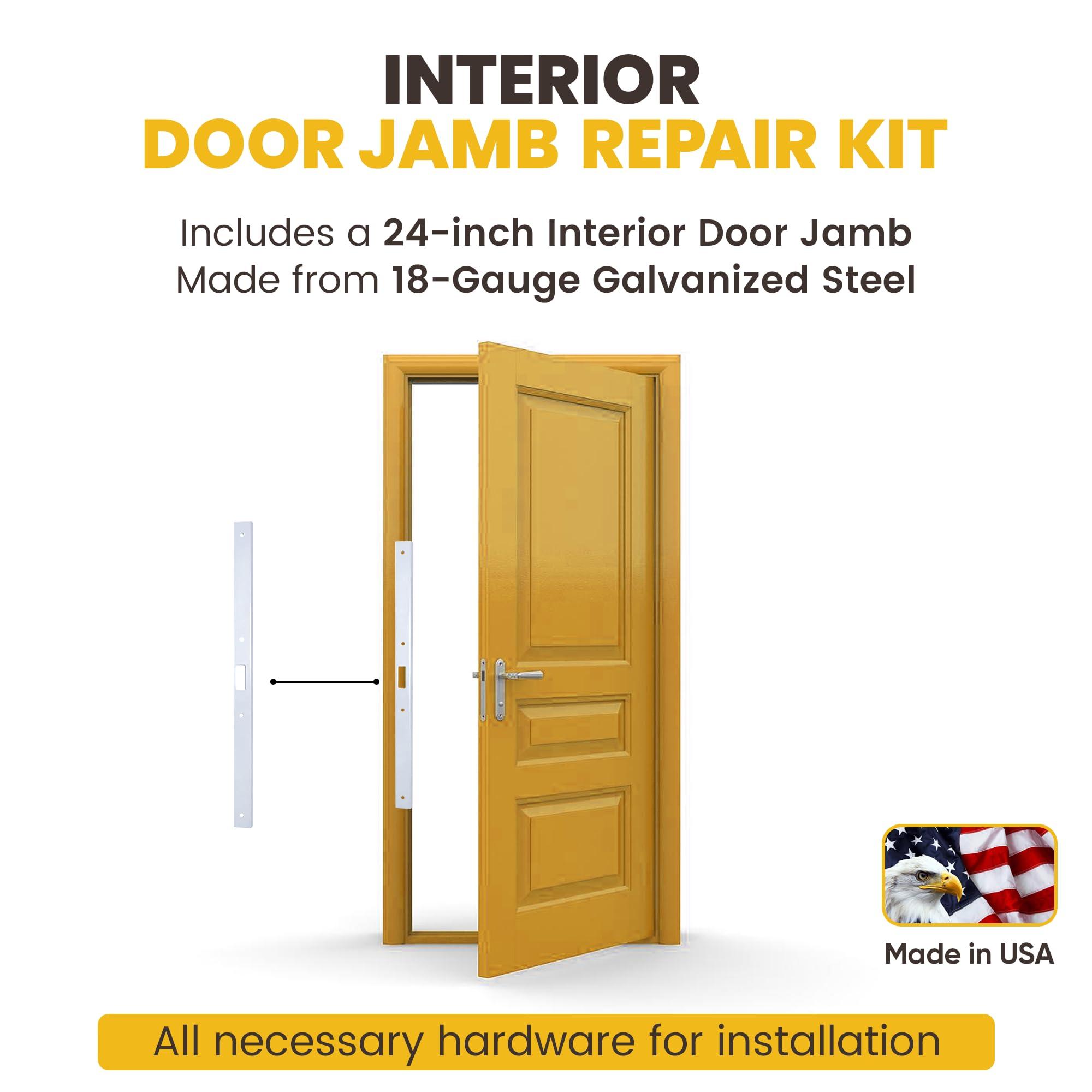 Armor Concepts Armor Concepts Interior Fix-A-Jamb 24\" Interior Door Jamb Repair Kit, Door Repair Kit for Interior Doors, Door Home Repair in 5 Minutes, Perfect for Apartments and Homes (White)