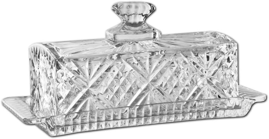Godinger Godinger Butter Dish with Lid, Dublin Crystal Collection, 8\", Clear