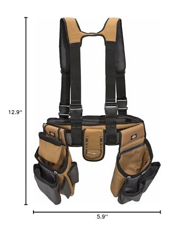 Dickies Dickies 4-Piece Carpenter's Rig, Padded Tool Belt Suspenders, Cooling Mesh, Tool Belt, Steel Buckle, Grey/Tan, 3.8 lb.