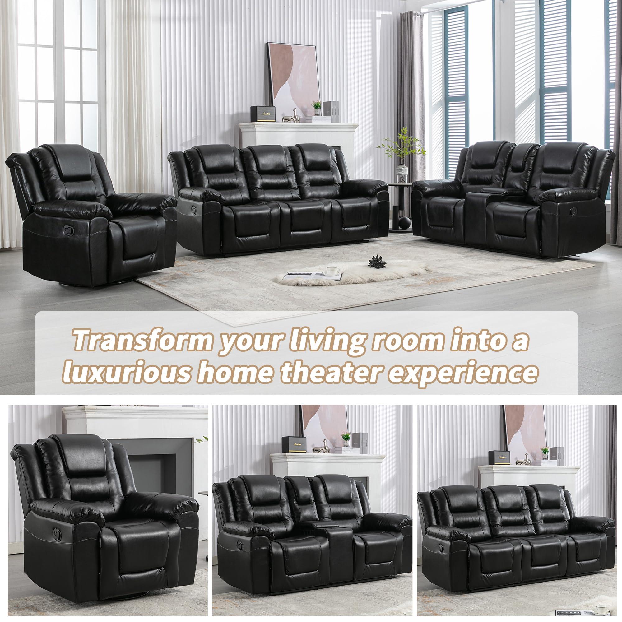Flieks Flieks Home Theater Seating Manual Recliner, PU Leather Reclining Loveseat for Living Room