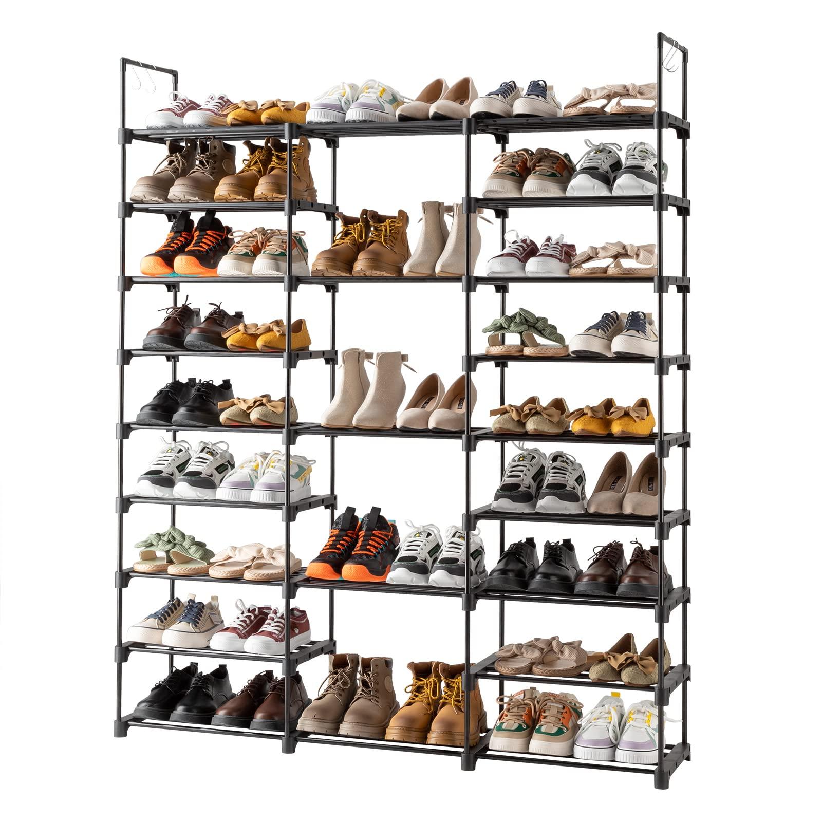 JHshop Shoe Rack Organizer, Shoe Racks for Closets,Shoes Rack, Shoe Stand, Shoe Shelf, 9 Tiers Shoe Rack Storage Organizer Shoe Shelf, Space Saving Shoe Storage Shelf for Entryway, Closet, Hallway, Black