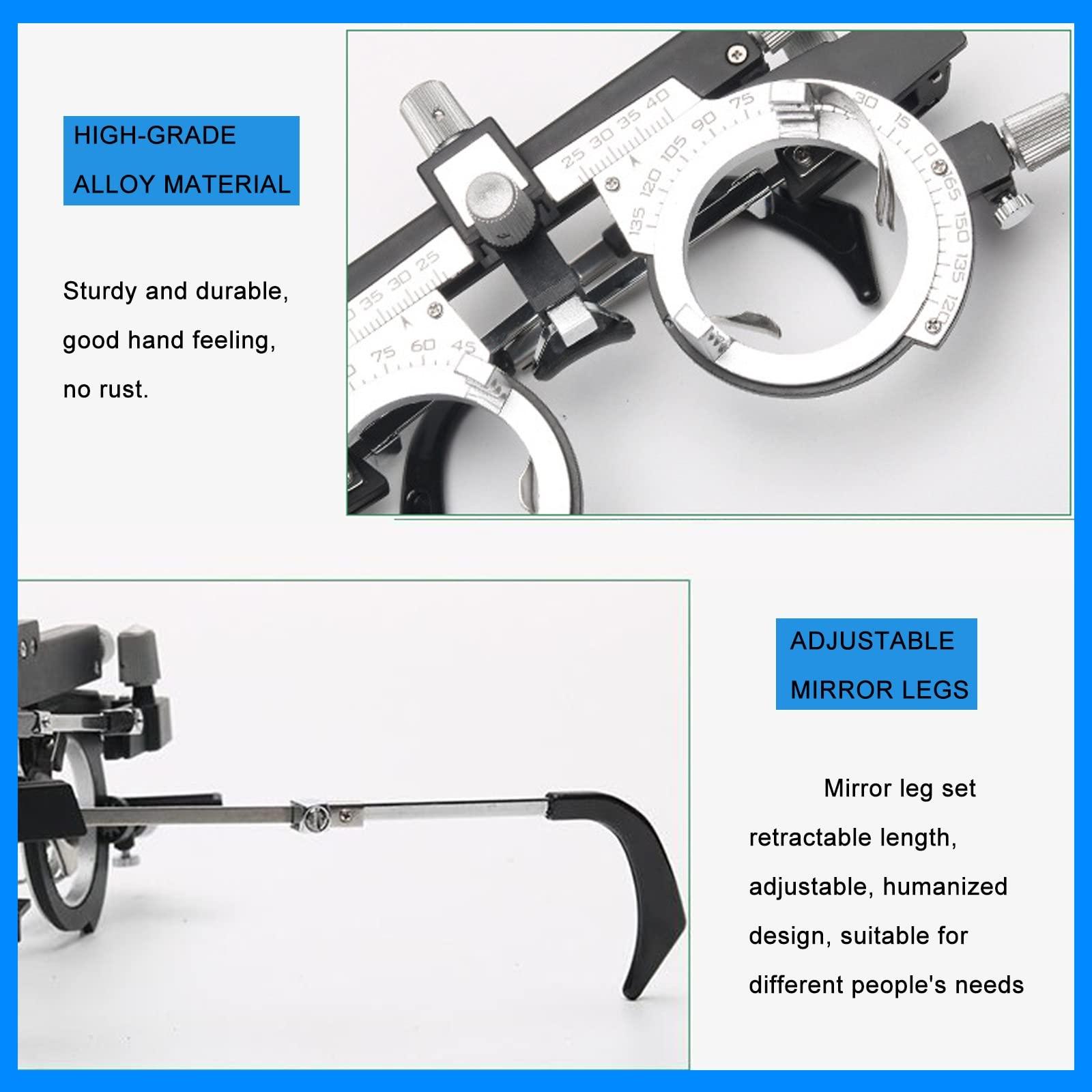 TCCOC PD 50-80mm Trial Frame Adjustable Temples and interpupillary Distance Ultra Light and Comfortable Eye Optometry Universal Lens Trial Frame(Color:Sliver,Size:PD50-80)