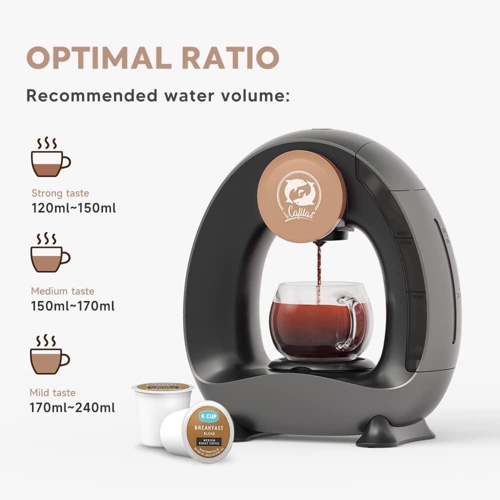 BENFUCHEN BENFUCHEN Single Serve Coffee Maker for K Cup/Ground Coffee, MINI Q Americano 2 in 1 Coffee Brewer One Cup Coffee/Tea Maker With Two Adapter, 4-8 oz Brew Sizes