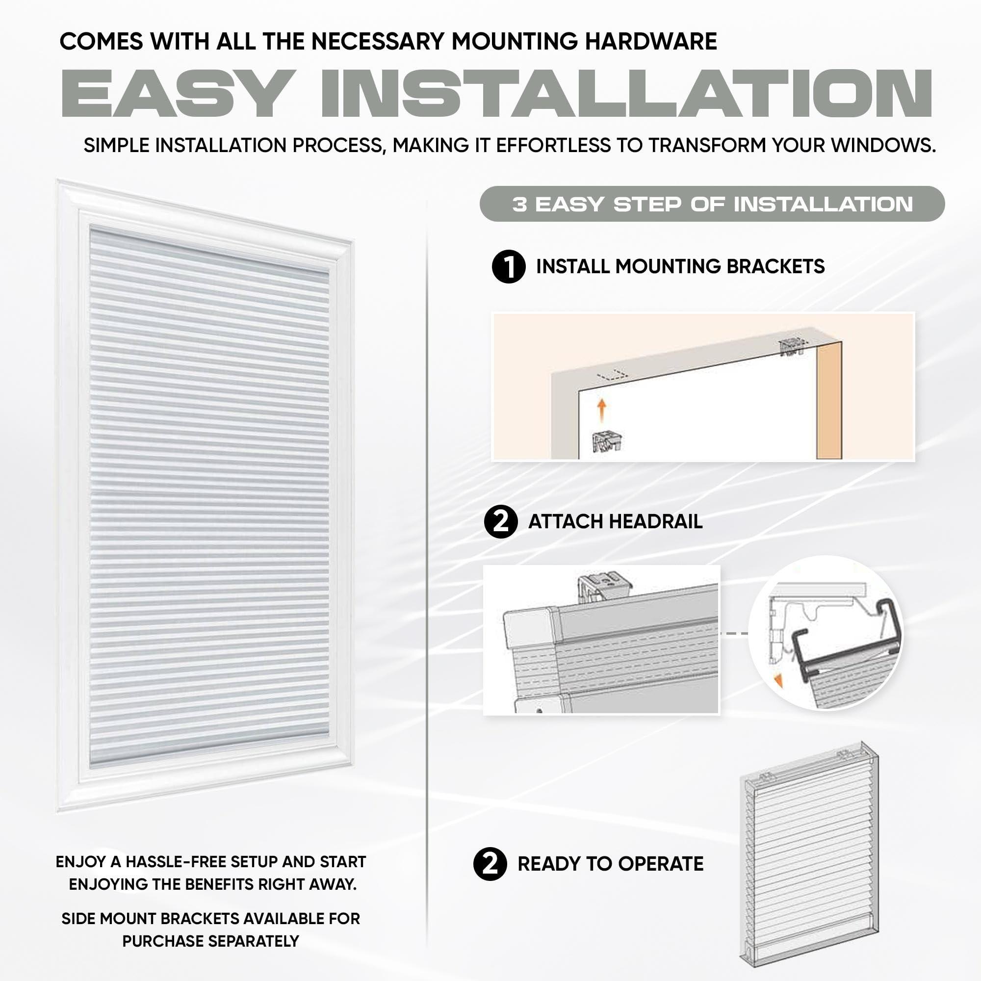 Blinds Emporium Of GA Customize Your Size - Blinds Emporium Premium White Light Filtering or Blackout Honeycomb Cellular Shade 48" in Long - 64 5/8" Wide Thousands of Sizes - Cordless