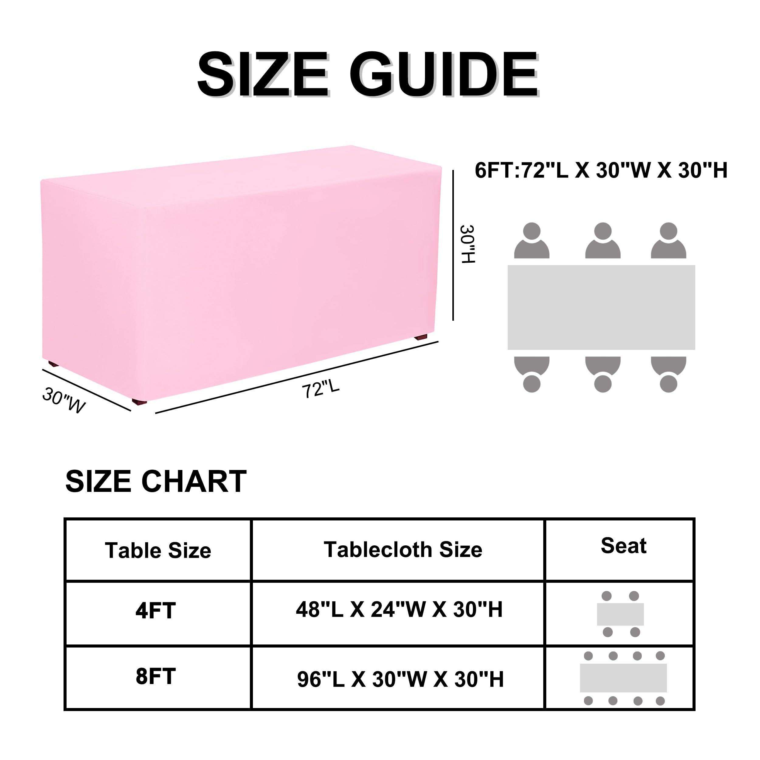 PLOYMONO PLOYMONO Fitted Tablecloths 2 Pack, Floor Length Table Covers for 6 FT Rectangle Table, (72x30 Inch) Polyester Table Cloth for Trade Craft Show, Buffet, Banquet, Wedding(Pink)