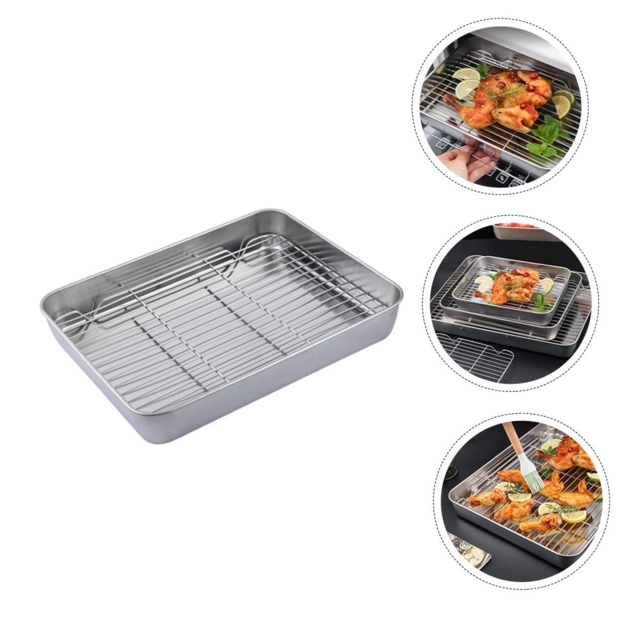 DECHOUS DECHOUS Stainless Steel Deep Broiler Pan for Oven Bread Baking Pan Net Rack Multifunctional Baking Tray Easy Clean Dishwasher Safe
