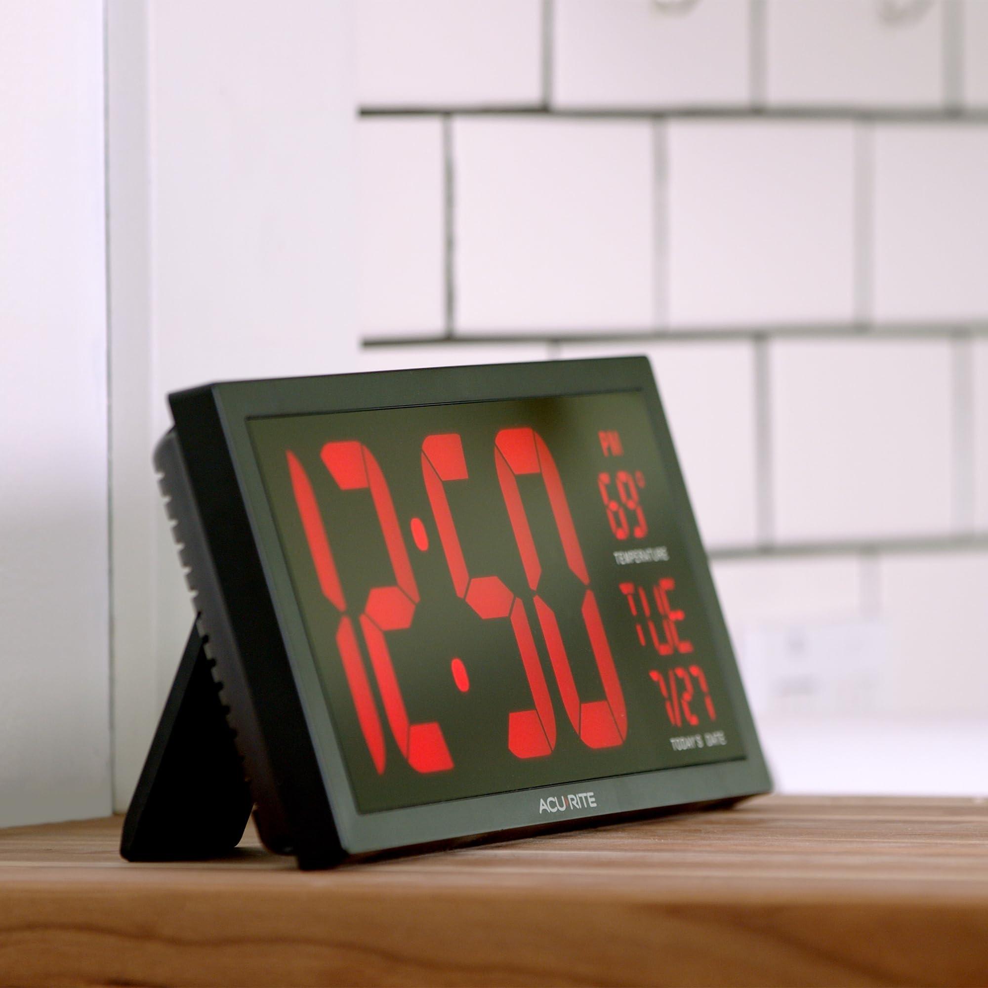 AcuRite AcuRite 14.5\" Large Digital LED Oversized Wall Clock with Date and Temperature, Perfect for Home or Office (75127M)