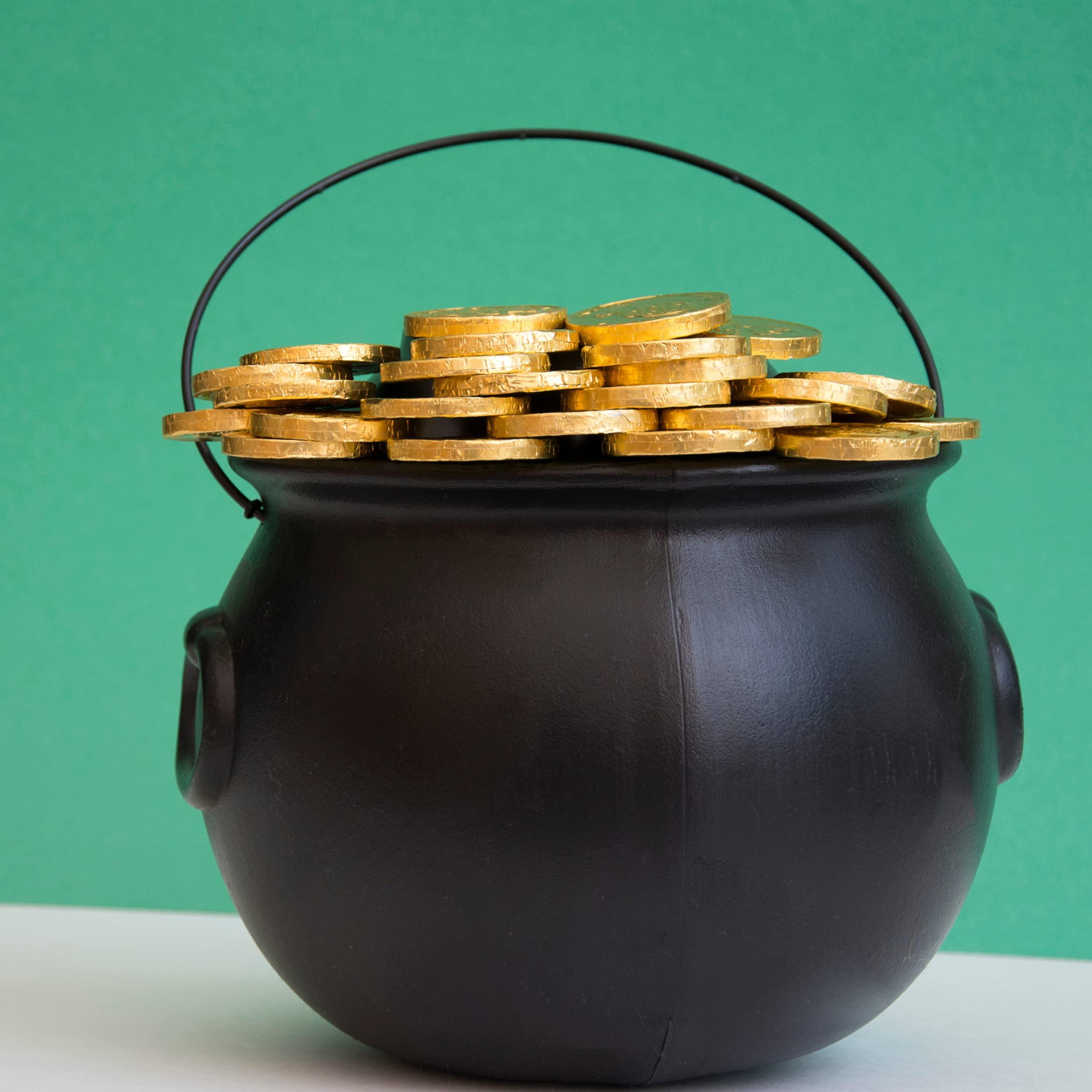 4E\'s Novelty 4E\'s Novelty Black Plastic Cauldrons Bulk - 12 Mini & 1 Large 7.4\" Perfect Halloween Black Cauldron, Cauldron Halloween Candy Bucket, Halloween Mini Cauldron, Trick or Treat Halloween Cauldron Bucket