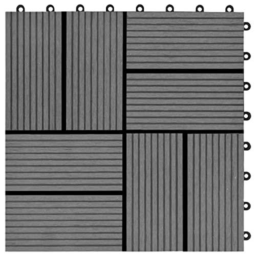 vidaXL vidaXL Decking Tiles WPC 11.8"x11.8" Water-Resistant, Interlocking, Gray, Suitable for Patios, Balconies, Bathrooms, Pool, and Spa Areas, Easy to Install - 11 Pieces Set Covering 1 sqm