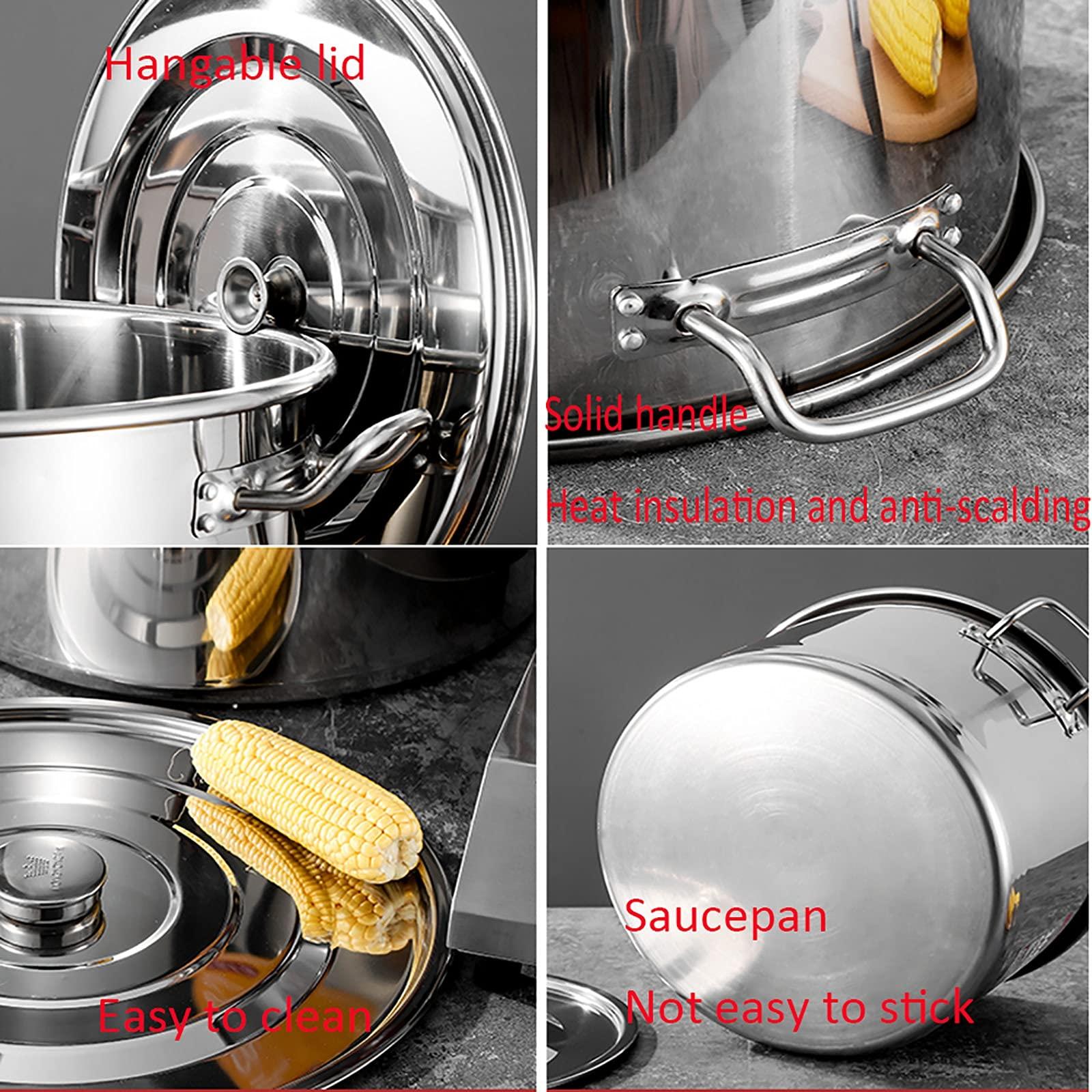 ZSH 304 Stainless Steel Stock Pot, Thickened Large Soup Pot With Lid For Catering Commercial Use For Gas Stove/induction Cooker (19-158L) (Size : 30L)