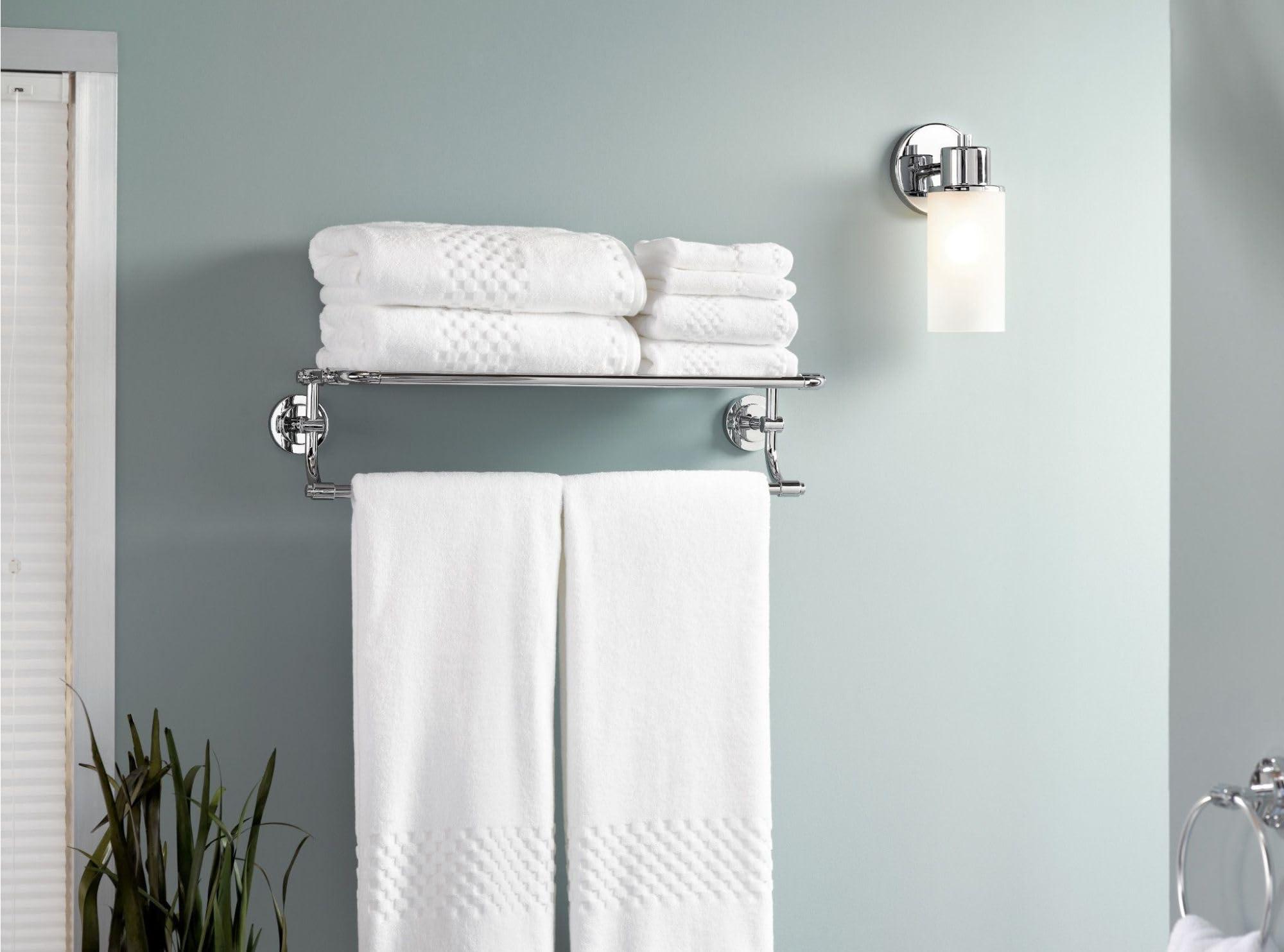 Moen Moen DN0794CH Iso 24-Inch Wide Bathroom Hotel-Style -Towel Shelf with -Towel Bar, Chrome