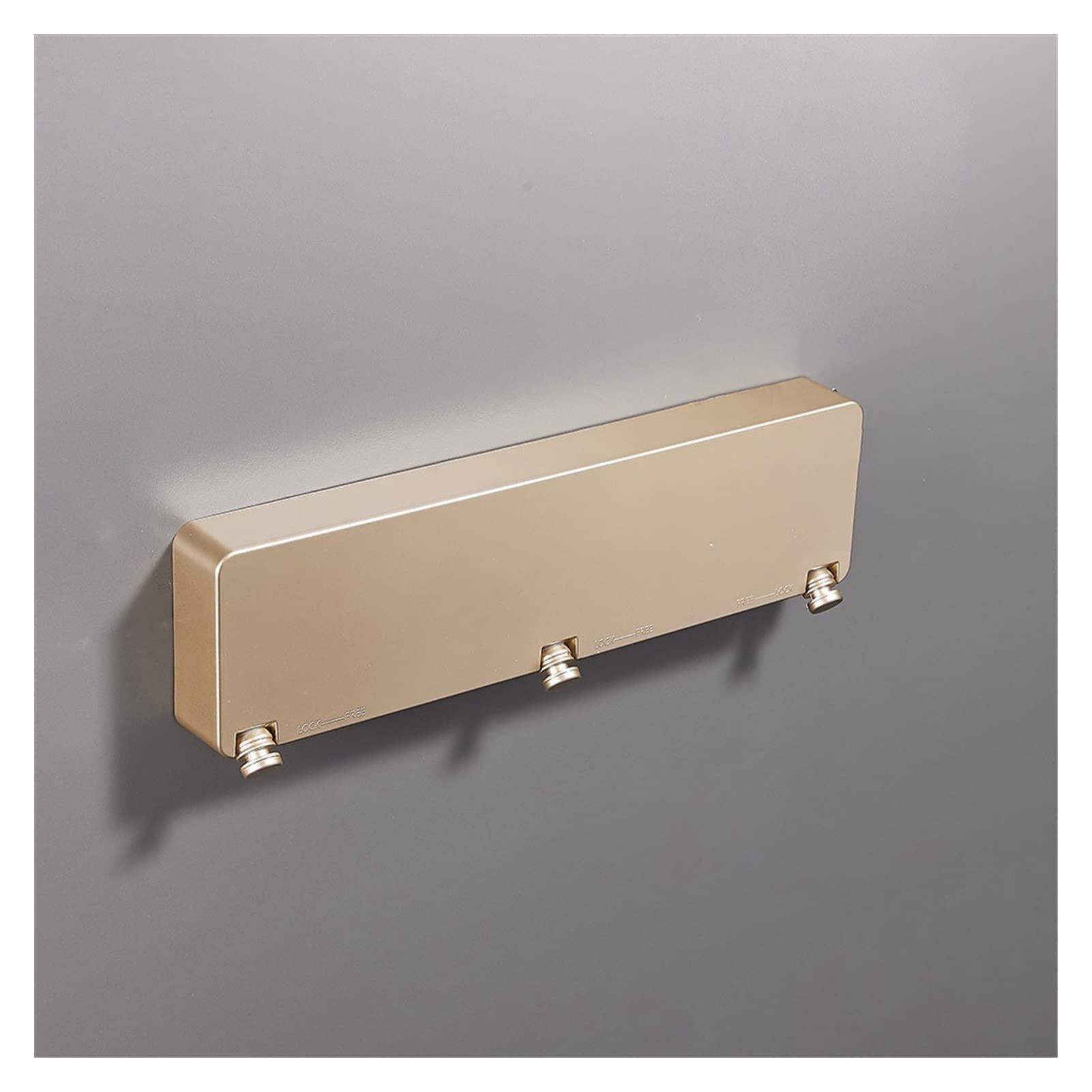 HONGYIFEI2021 ZLASS Collapsible Clothes Rack Clothes Line Dryer Bathroom Drying Rack Wire Rope 3 Lines Clothesline Rack Laundry Dryer Triple Layer Portable Clothes Rack (Color : Gold)