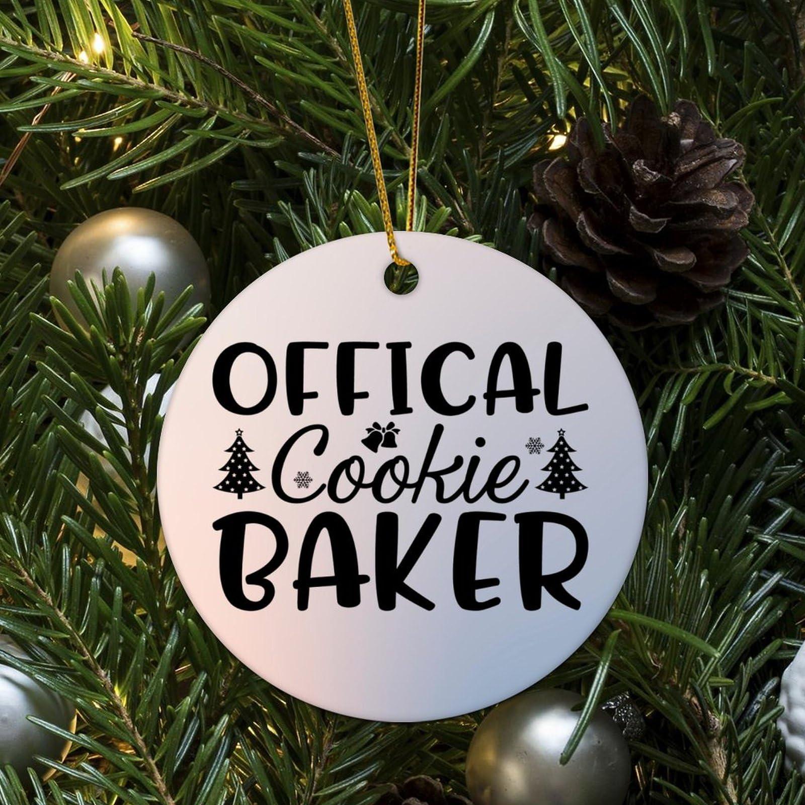 Evans1nism Evans1nism Christmas Porcelain Ornament Offical Cookie Baker Round Christmas Ornament Religious Saying Quotes Two Side Printed Winter Christmas Ornament Gifts for Mom Dad Parents Lover 3.2 Inch