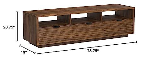 Sauder Sauder Harvey Park Modern Stand Media Console Credenza with Drawers and Storage Shelves, for TVs up to 70\", Grand Walnut