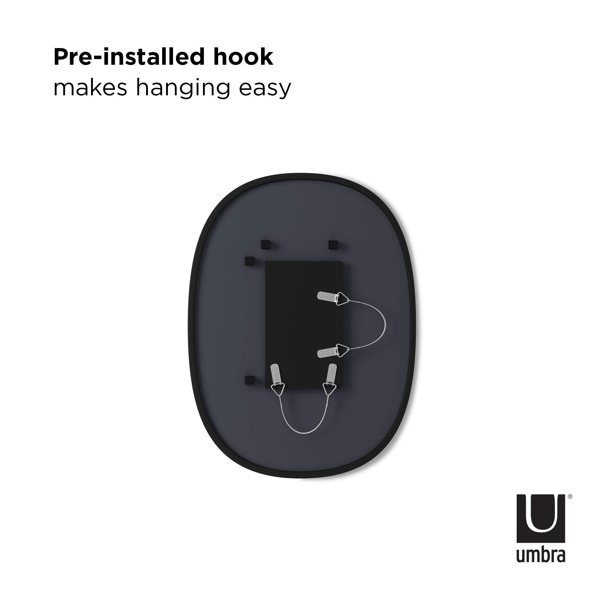 Umbra Umbra Hub Oval Wall Mirror with Rubber Frame, Modern Style for Bathroom, Entryway, Living Room and More, 18 x 24-Inch, Black