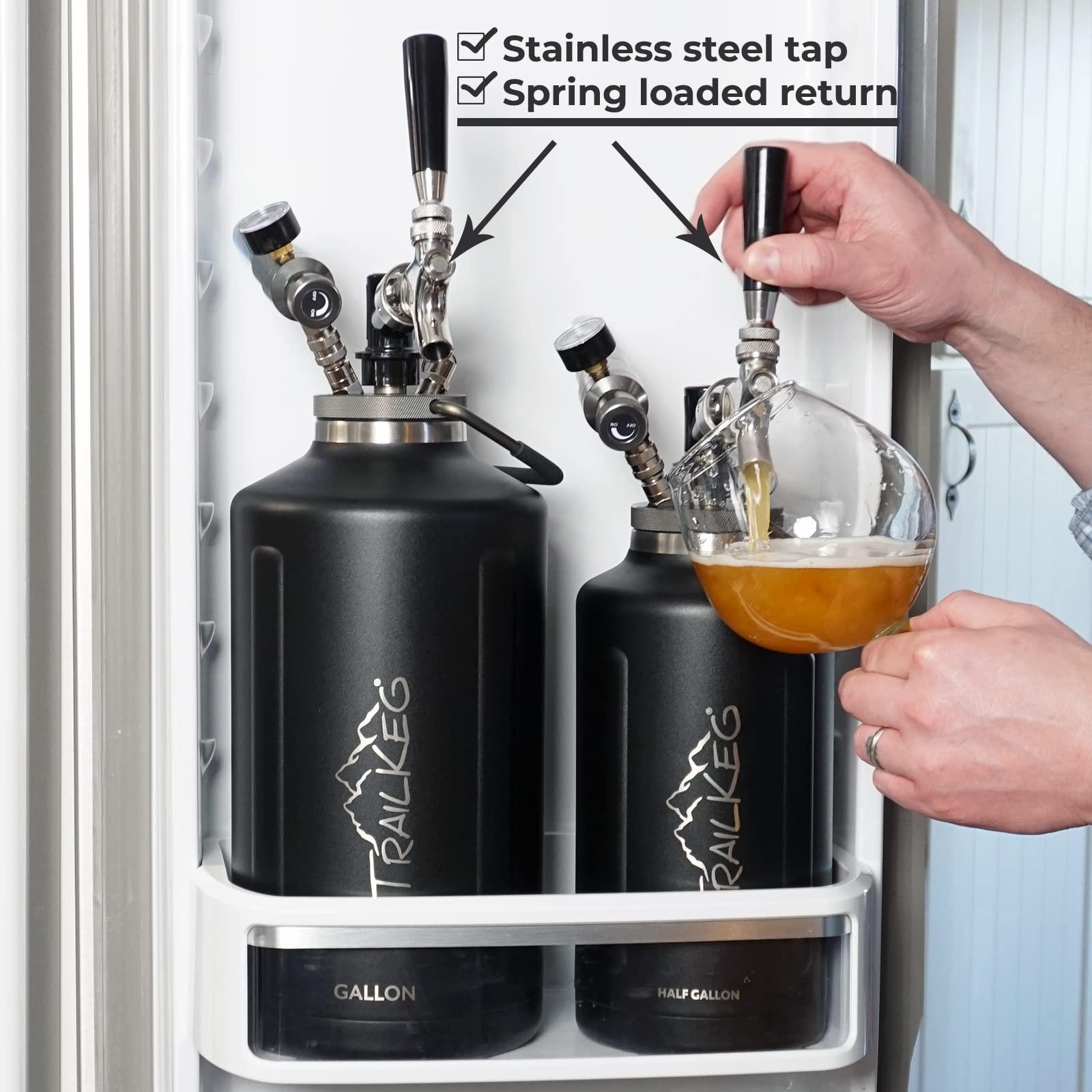 TrailKeg TrailKeg Half Gallon Package - Stainless Steel Growler For Beer - Vacuum Insulated Double Wall Design - Chrome Tap And Dual Stage CO2 Regulator - Keeps Drinks Perfectly Cold And Carbonated