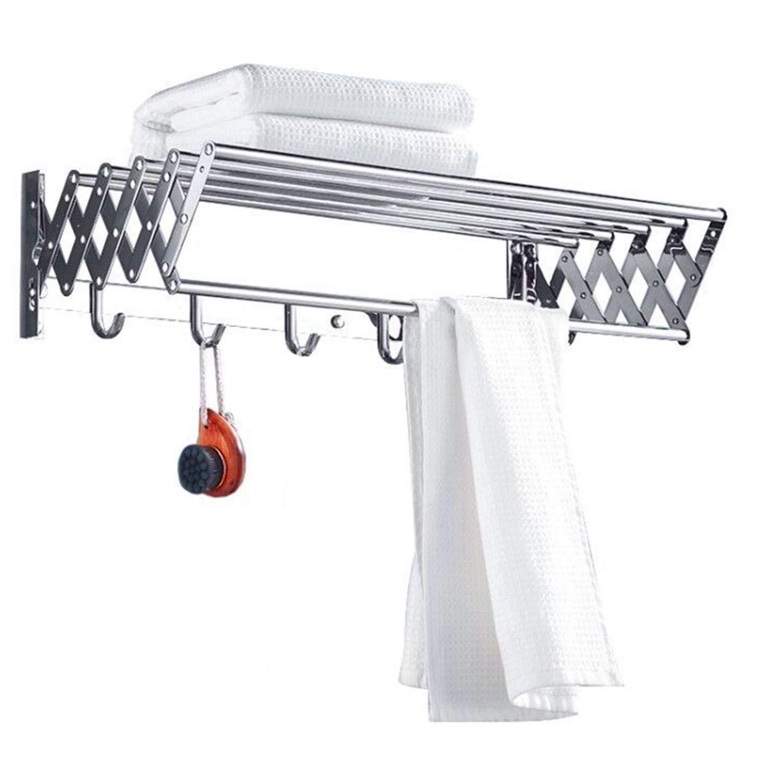 HomeLoft Basics Wall Mounted Laundry Drying Rack Retractable Folding Airer Garment Clothline Dryer Rack Bathroom Towel Holder Space Saver Clotheshorse for Indoor Outdoor (40cm/15.7in)