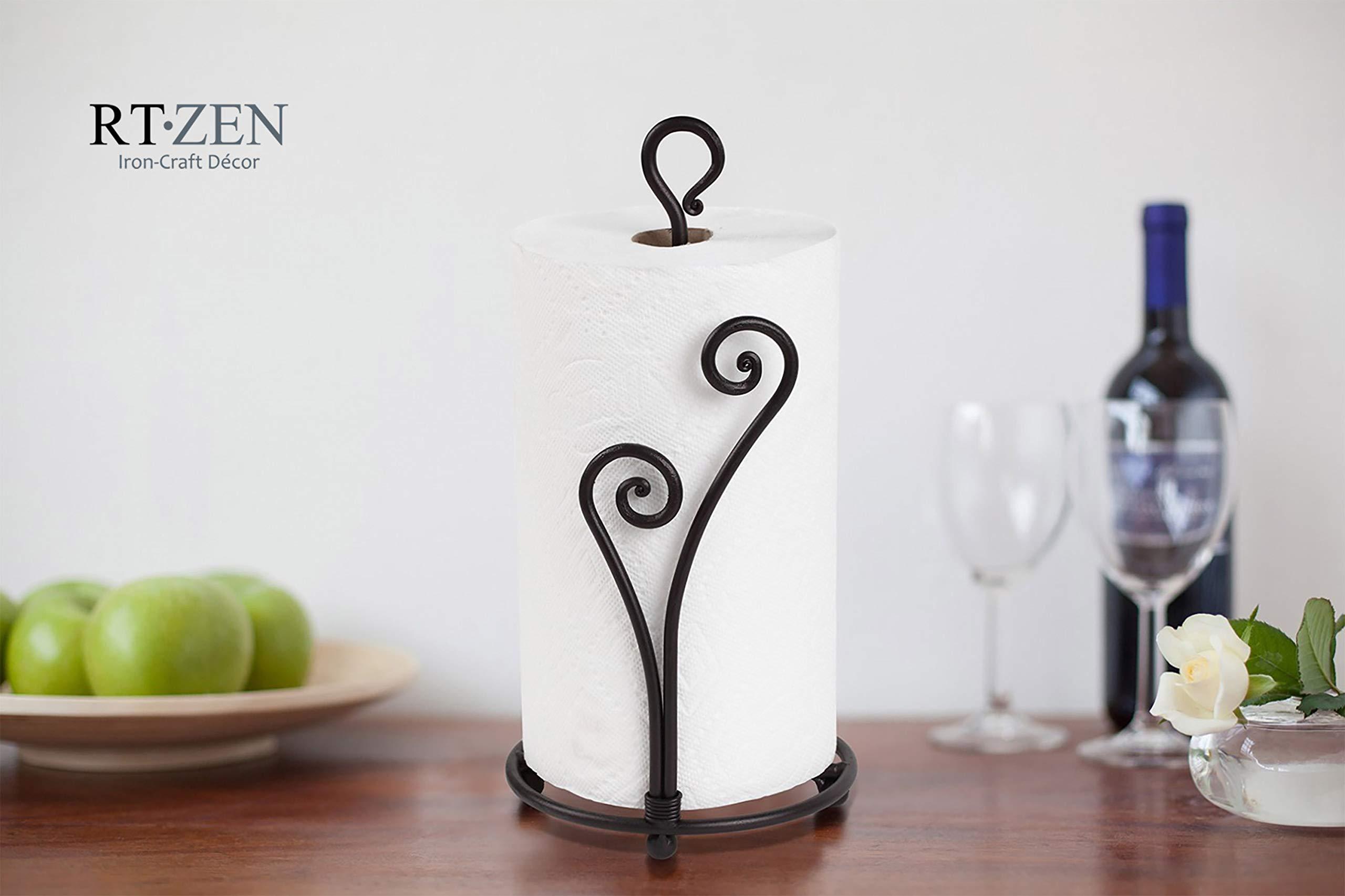 RTZEN RTZEN Matte Black Paper Towel Holder Countertop - Decorative Farmhouse Paper Towel Roll Holder - Rustic Metal Modern Stand for Kitchen or Bathroom (Heart Shaped)