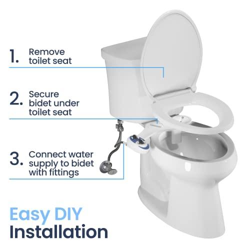 LUXE Bidet LUXE Bidet NEO 110 - Fresh Water Non-Electric Bidet Attachment for Toilet Seat, Adjustable Water Pressure, Rear Wash (White)