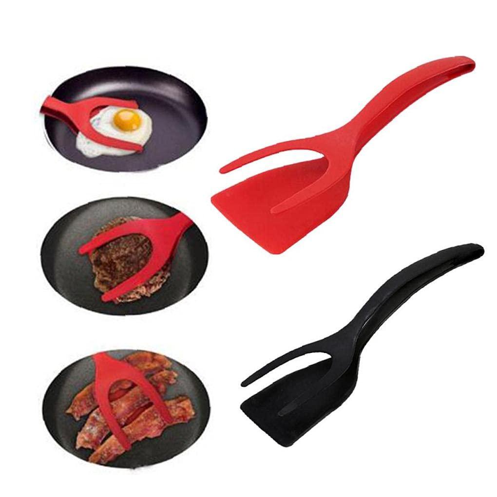 Froiny Froiny 1pc 2 in 1 Non-Stick Kitchen Turners Multifunctional Bread Egg Cooking Tongs Silicone Pancake Flipper Heat-Resistant Spatula