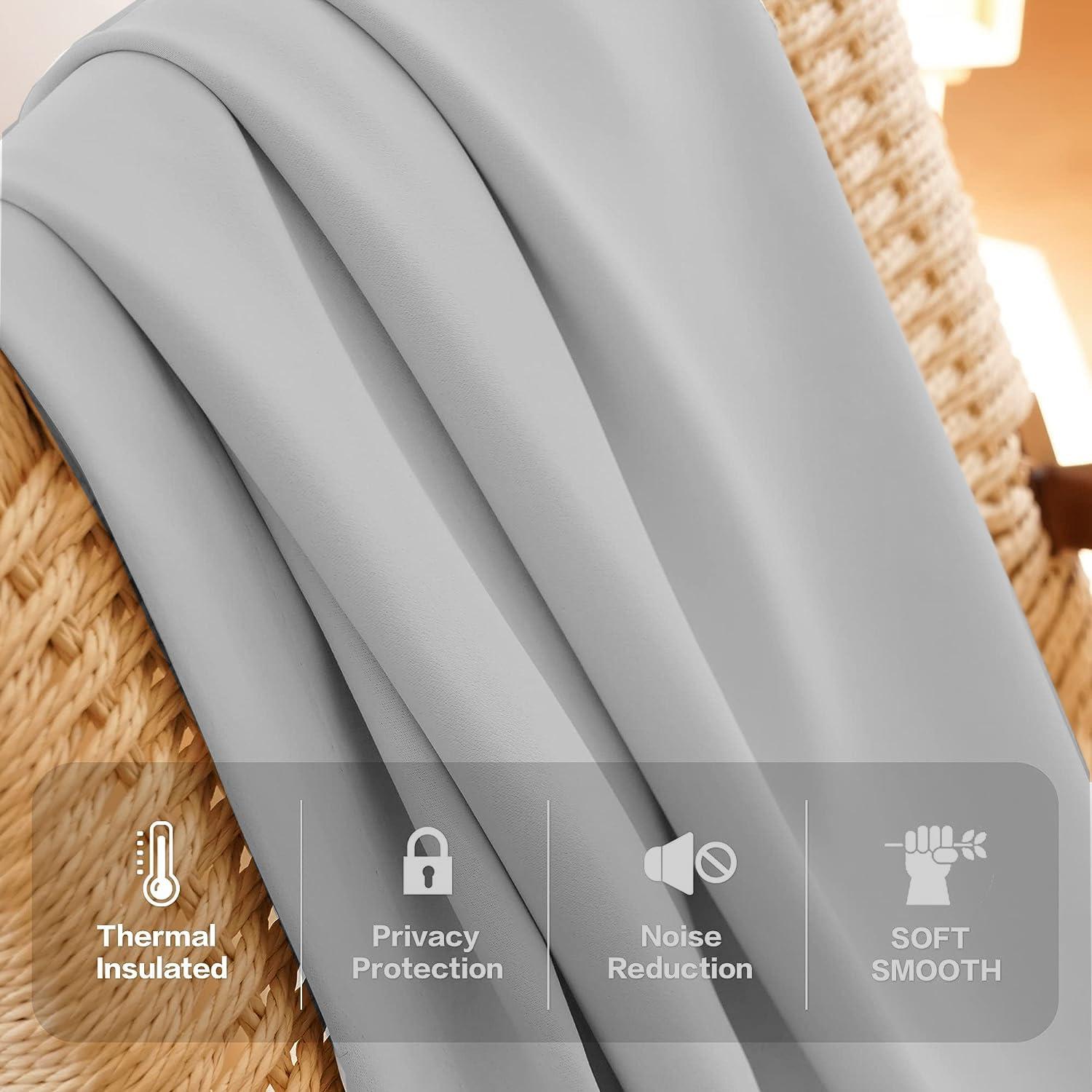 Homi Drapes Homi Drapes Double Pinch Pleated Blackout Curtains Thermal Insulated Room Darkening Drapes for Bedroom/Livingroom Along Panels,Tiebacks,Hooks (Silver, Custom)