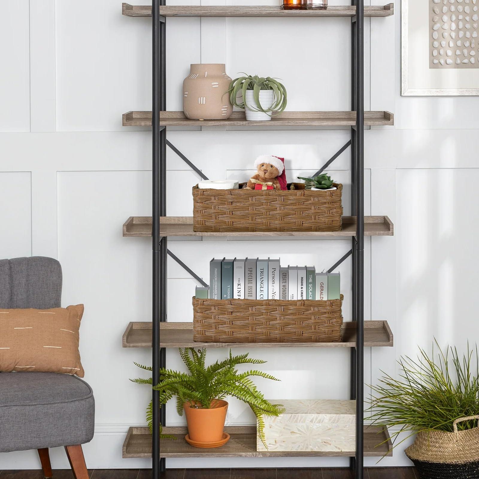 DULLEMELO DULLEMELO Small Basket for Bathroom, Wicker Toilet Tank Basket, Bathroom Back of Toilet Organizer, Set of 2 Waterproof Bathroom Baskets for Organizing, Brown