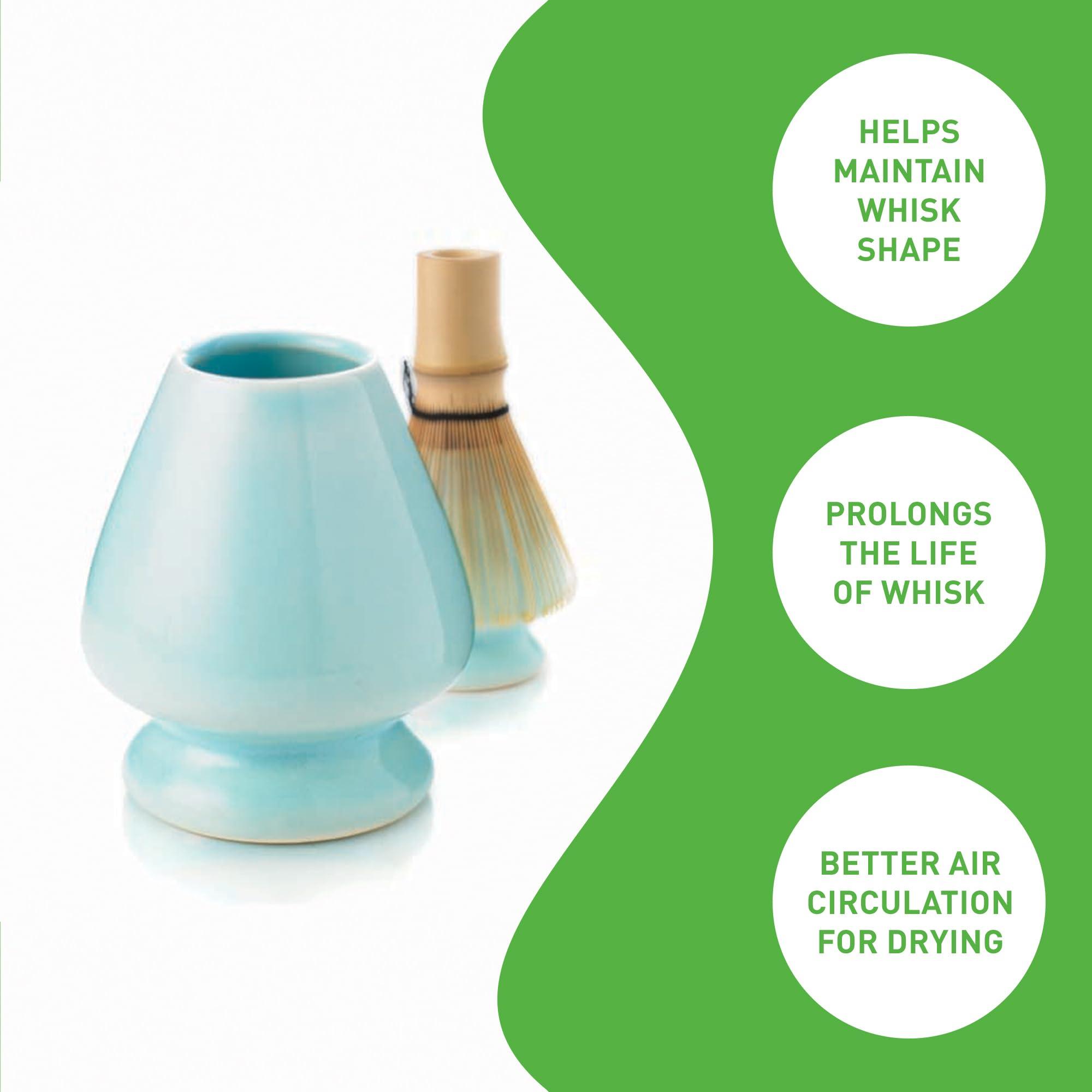 AIYA SINCE 1888 Aiya Traditional Japanese Matcha Whisk Holder - Pyramid Design for Bamboo Chasen Maintenance - Blue