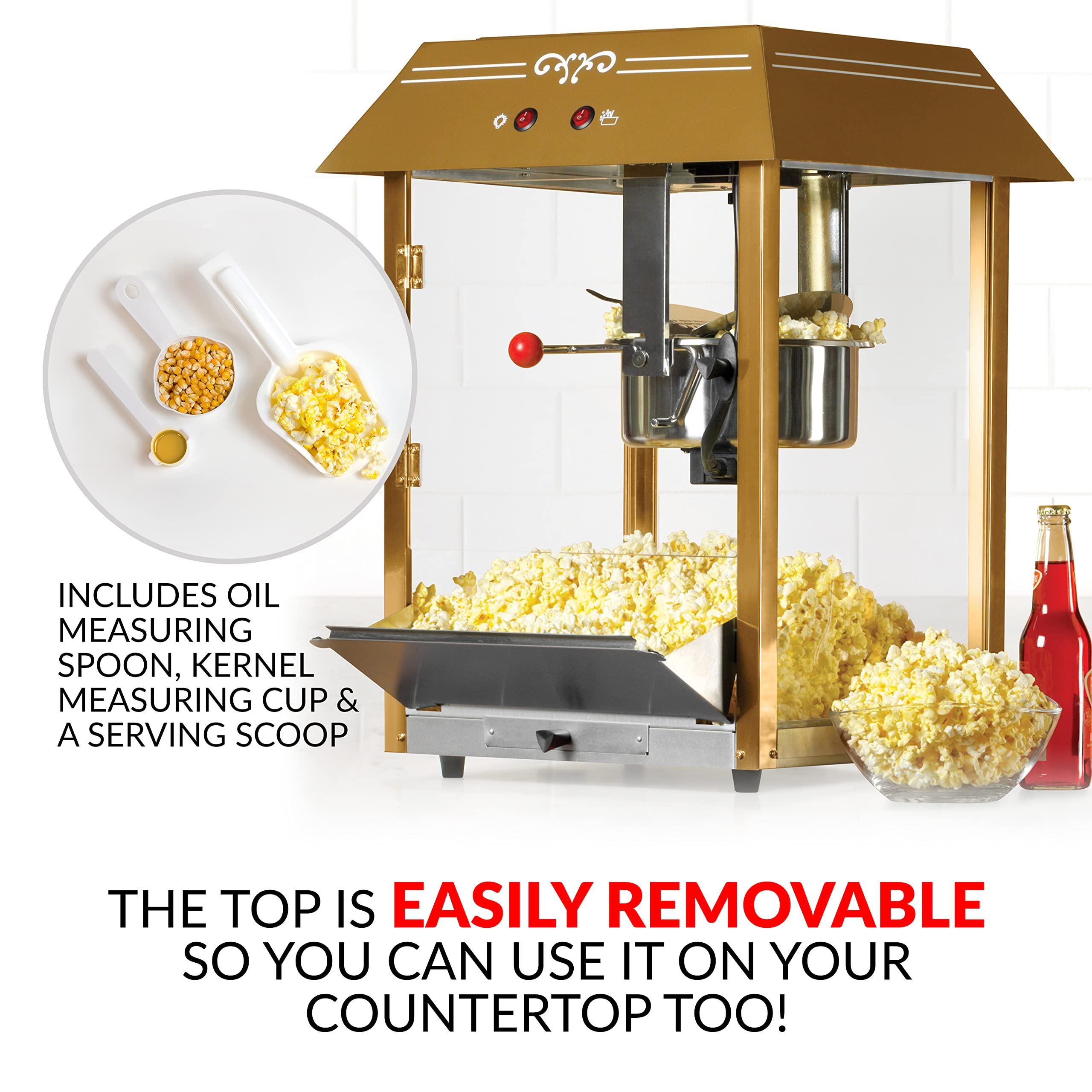 Nostalgia Nostalgia Popcorn Maker Machine - Professional Cart With 10 Oz Kettle Makes Up to 40 Cups - Vintage Popcorn Machine Movie Theater Style - Red
