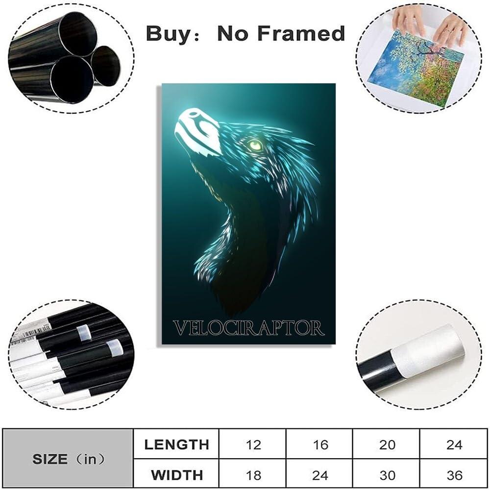 MLabyrinth MLabyrinth Velociraptor Dinosaur Poster Educational Art Species Name posters Dinosaur Wall Decor Canvas Print Kids Boys Nursery Bedroom Decorations-20x30inch- Unframed