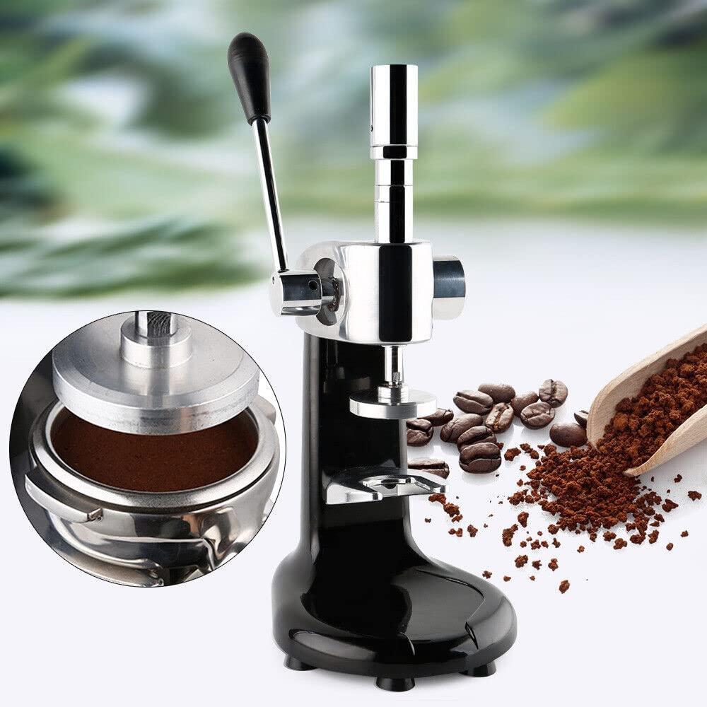 GDAE10 Coffee Bean Press Tamper, Commercial Stainless Steel Manual Coffee Tamper Dynamometric Tamper Coffee Tamper with Non-slip Mat for Coffee Shop Home,Black
