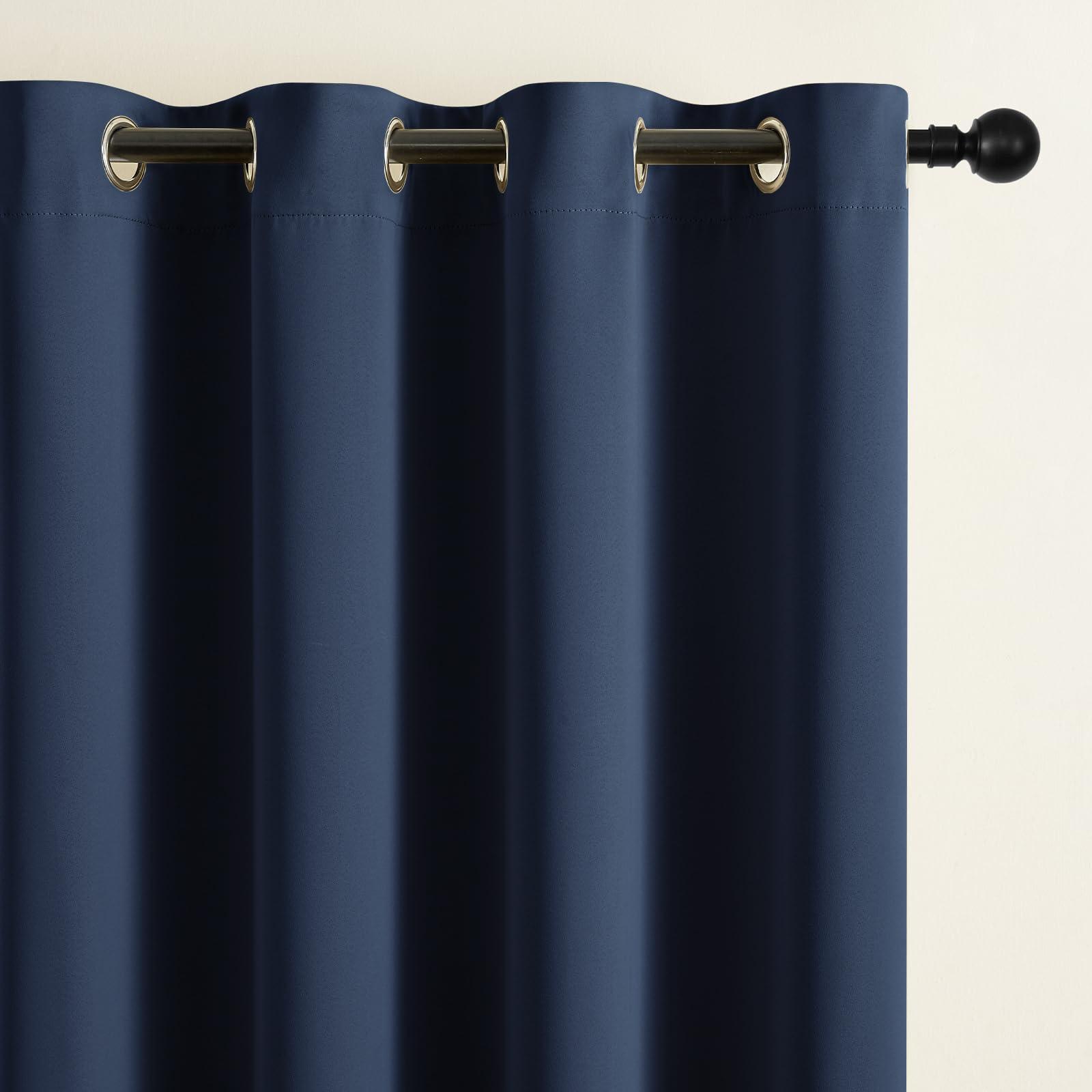 CUCRAF CUCRAF Navy Blue Blackout Curtains 108 inch Length 2 Panels Set, Room Darkening Drapes for Living Room Bedroom, Thermal Insulated Light Blocking Grommet Window Curtain (W52 x L108 Inch)