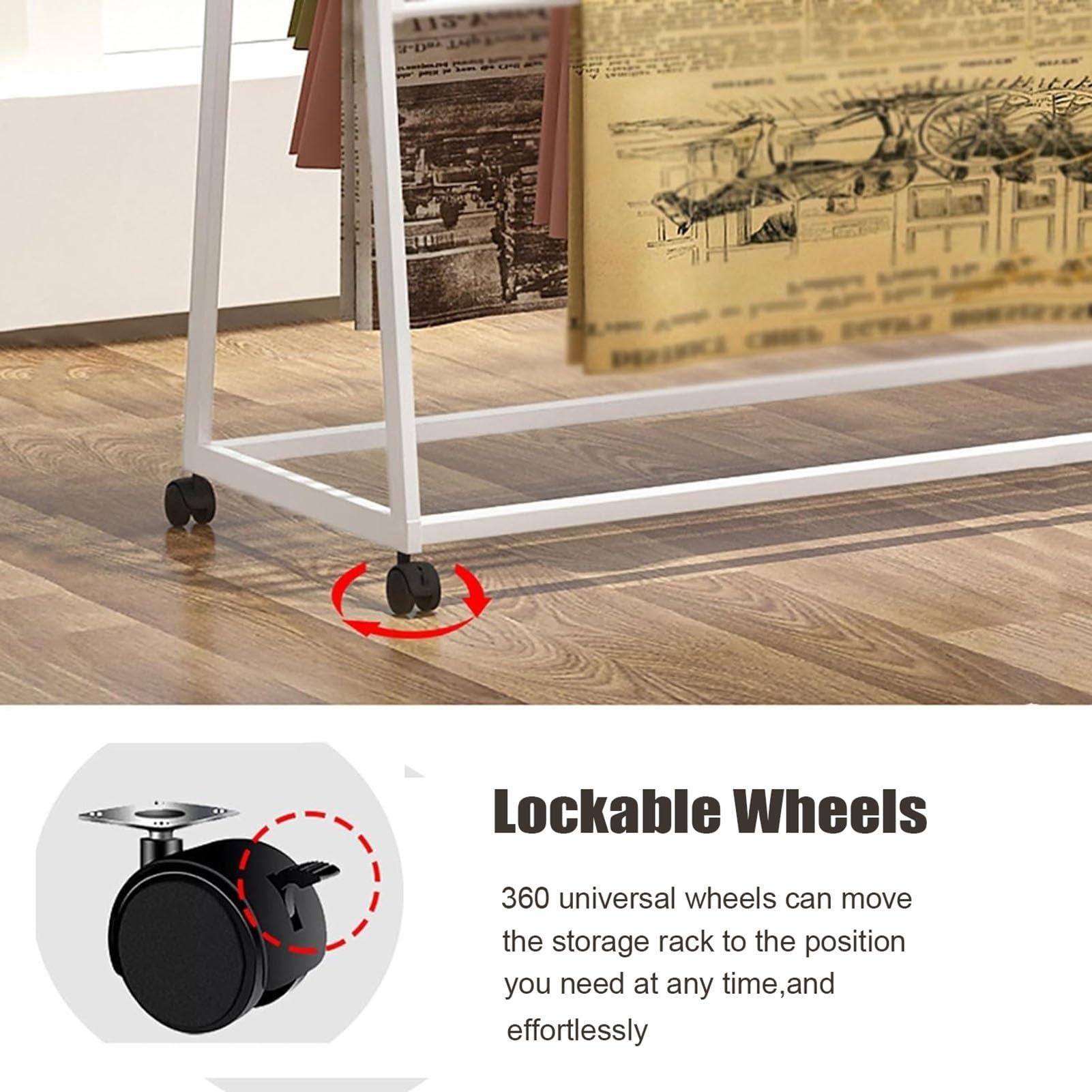 DONGYUE Floor Standing Scarf Display Rack Clothing Organizer Scarves Rack, Metal Scarf Display Rack With Wheels, Commercial Clothing Retail Store Double-side Silk Scarf Shawl Blanket Accessory Organizer Rack