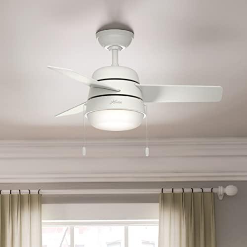 Hunter Fan Company Hunter Fan Company 59301 Aker Indoor with LED Light, Pull Chain Control, 36 Inch, White
