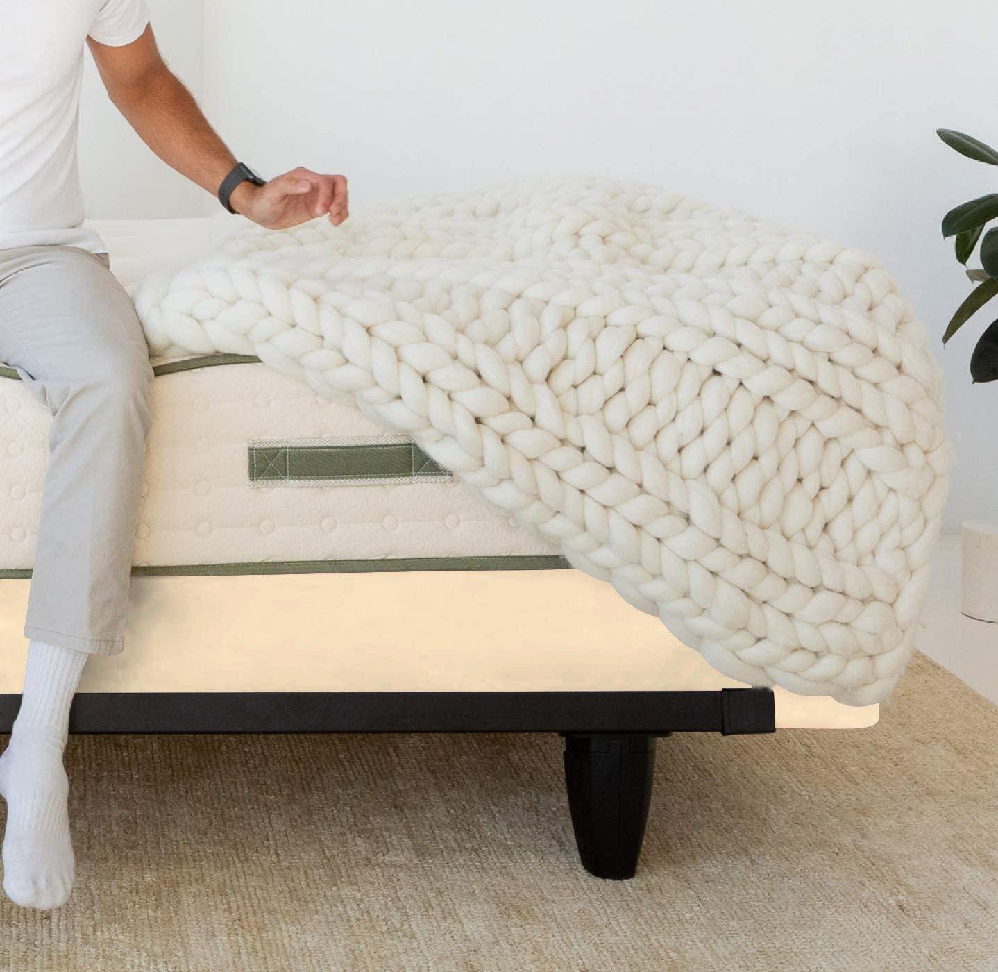 Yarns of Cotton Box Spring Cover Olympic Queen Size, Elastic Fabric Wrap Around 4 Sides Bed Skirt, Ultra Soft & Wrinkle Free, Sleek Alternative Replacing Bedskirts for Hotel/Home, Fits Box Springs up to 6\", Ivory