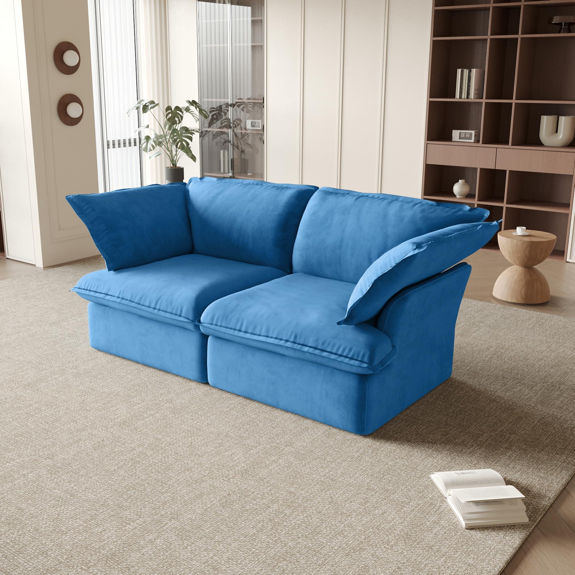 WJShome WJShome Sectional Couches for Living Room,Cloud Modular Sectional Sofa, Velvet Deep Couch,Cushion Covers Removable,LoveSofa 82.66inch,Blue