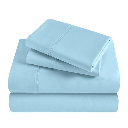 BLUENILEMILLS BNM Modal from Beechwood Sheet Set, Deep Pocket, Soft Lightweight Bedding, Cooling Bedsheets, Basics, Dorm Essentials, Includes 1 Flat Sheet, 1 Fitted Sheet, 2 Pillowcases, California King, Light Blue
