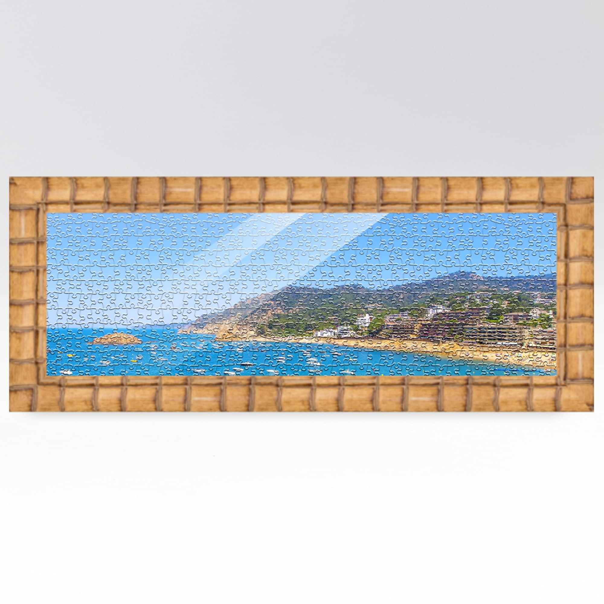 CustomPictureFrames.com 18x36 Frame Bamboo Natural Wood Beige Solid Wood Picture Frame | 3 Inch Moulding Width | Picture Frame Complete with UV Acrylic Plexiglass, Foam Board Backing & Hanging Hardware